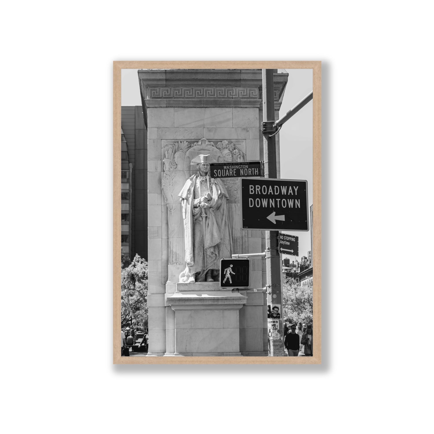 Silent Sentinels New York NYC Black & White wall art Giant full-bleed fine art print in natural oak frame