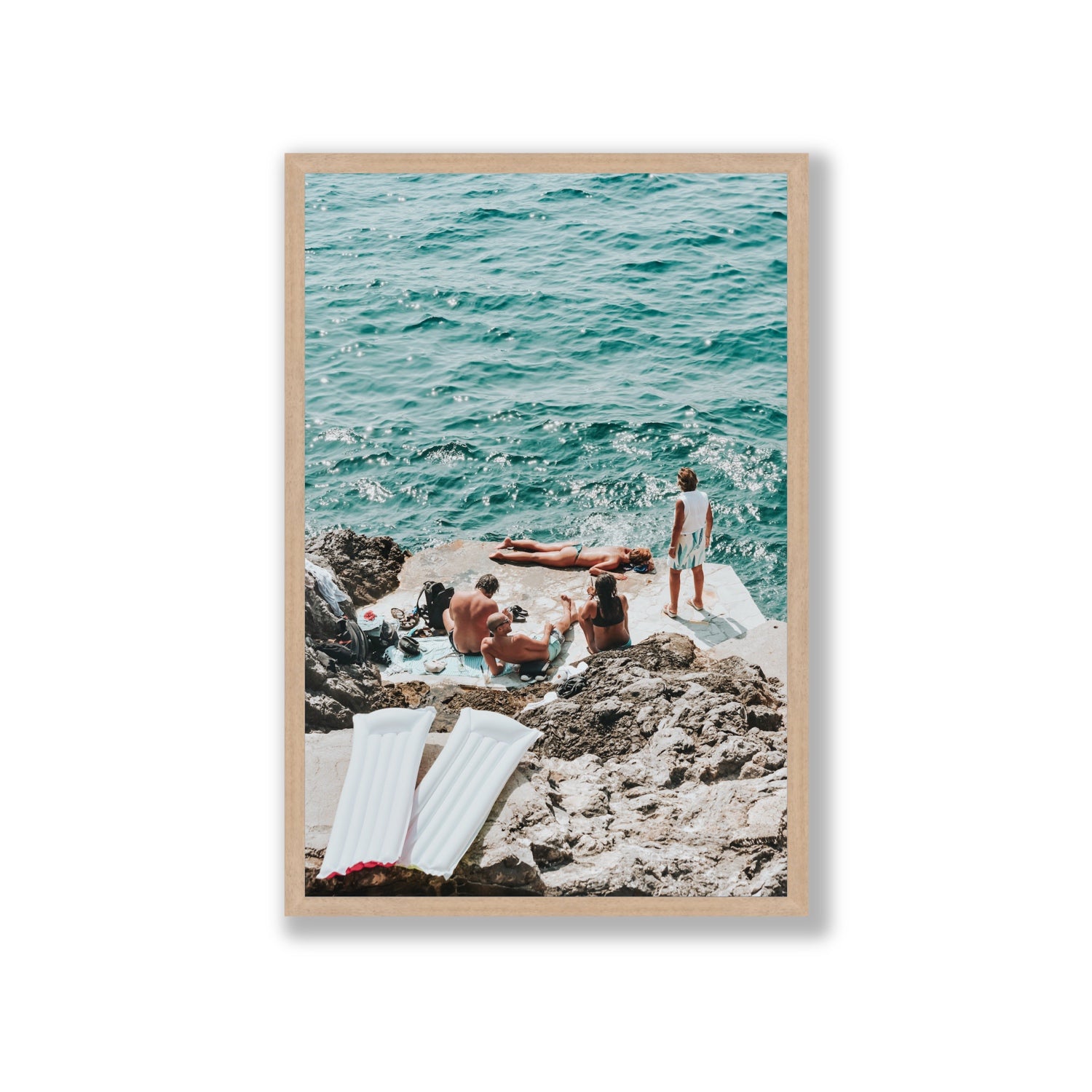 Gli Amici Praiano Amalfi Coast coastal wall art Giant full-bleed fine art print in natural oak frame