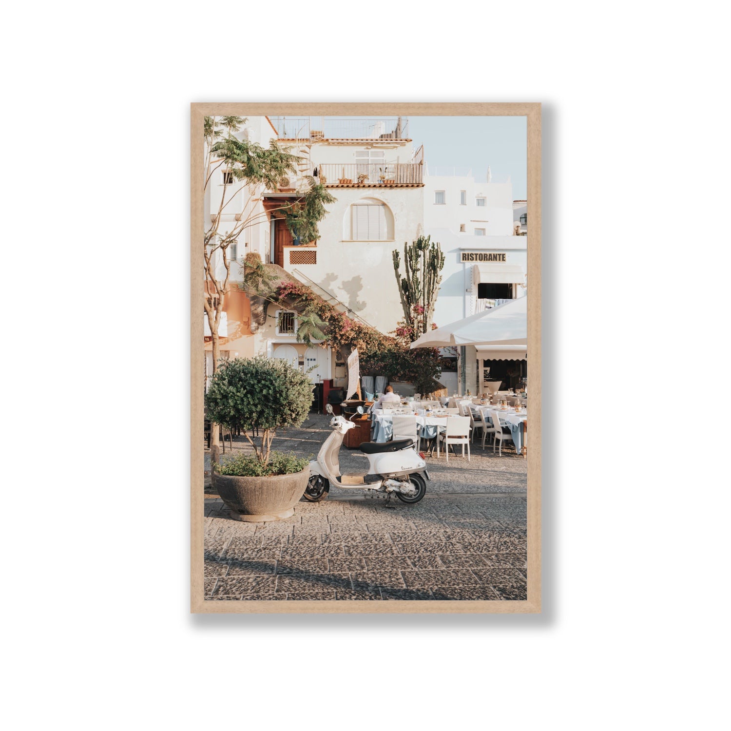 Ristorante Ischia Italian Mediterranean decor wall art Giant full-bleed fine art print in natural oak frame