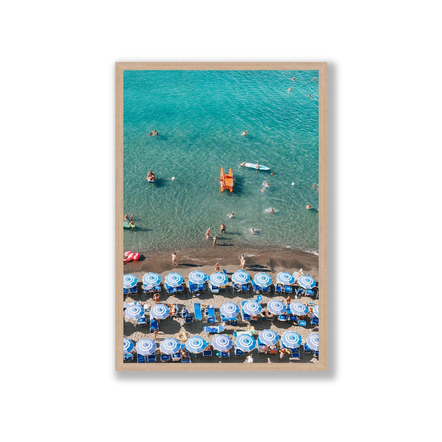 Aquamarine Oasis Sorrento Italian coastal wall art Giant full-bleed fine art print in natural oak frame