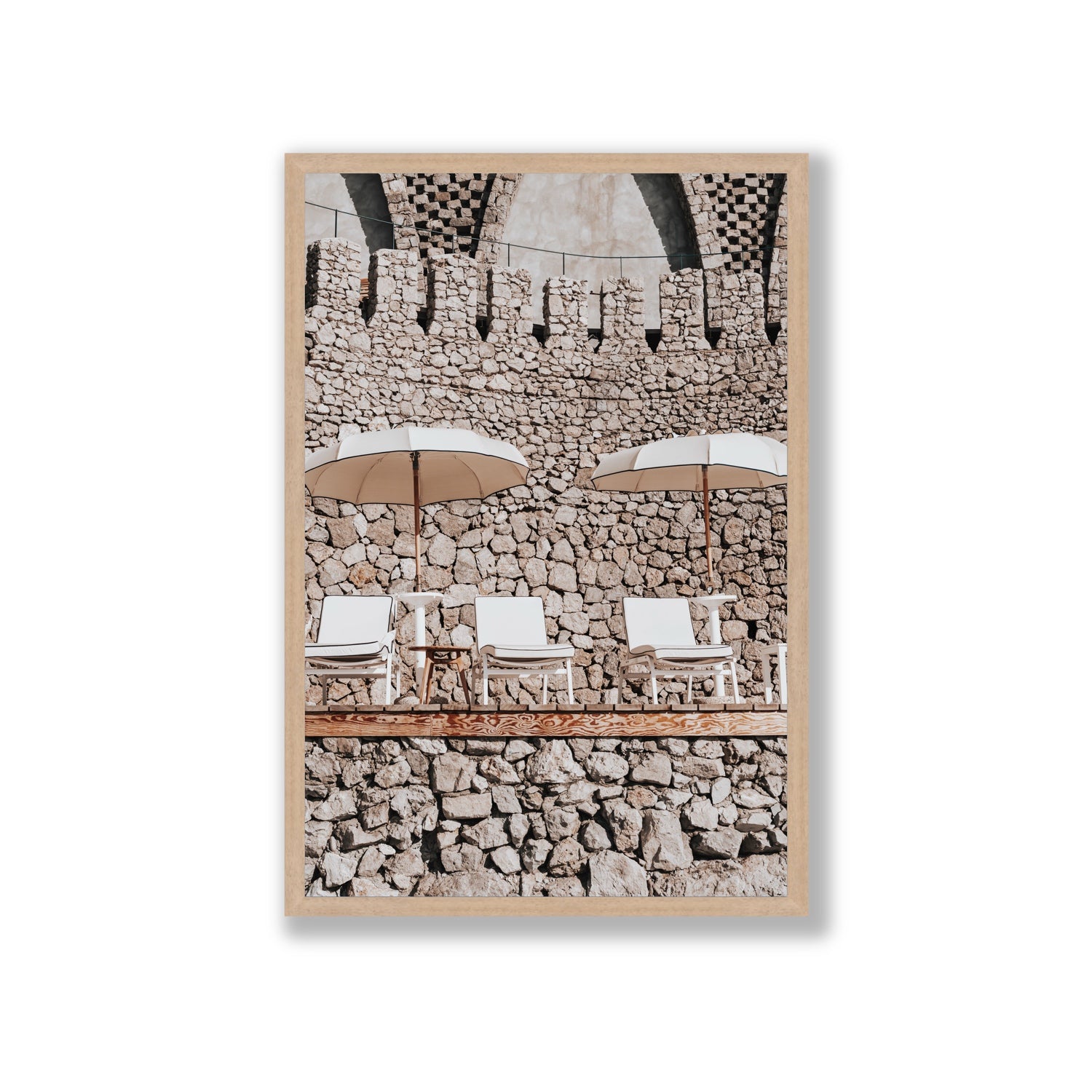 Pietra Amalfitana fine art print, Amalfi, Italy, luxury escapes artwork, Giant, Natural Oak Frame · Full Bleed, Fine Art Print