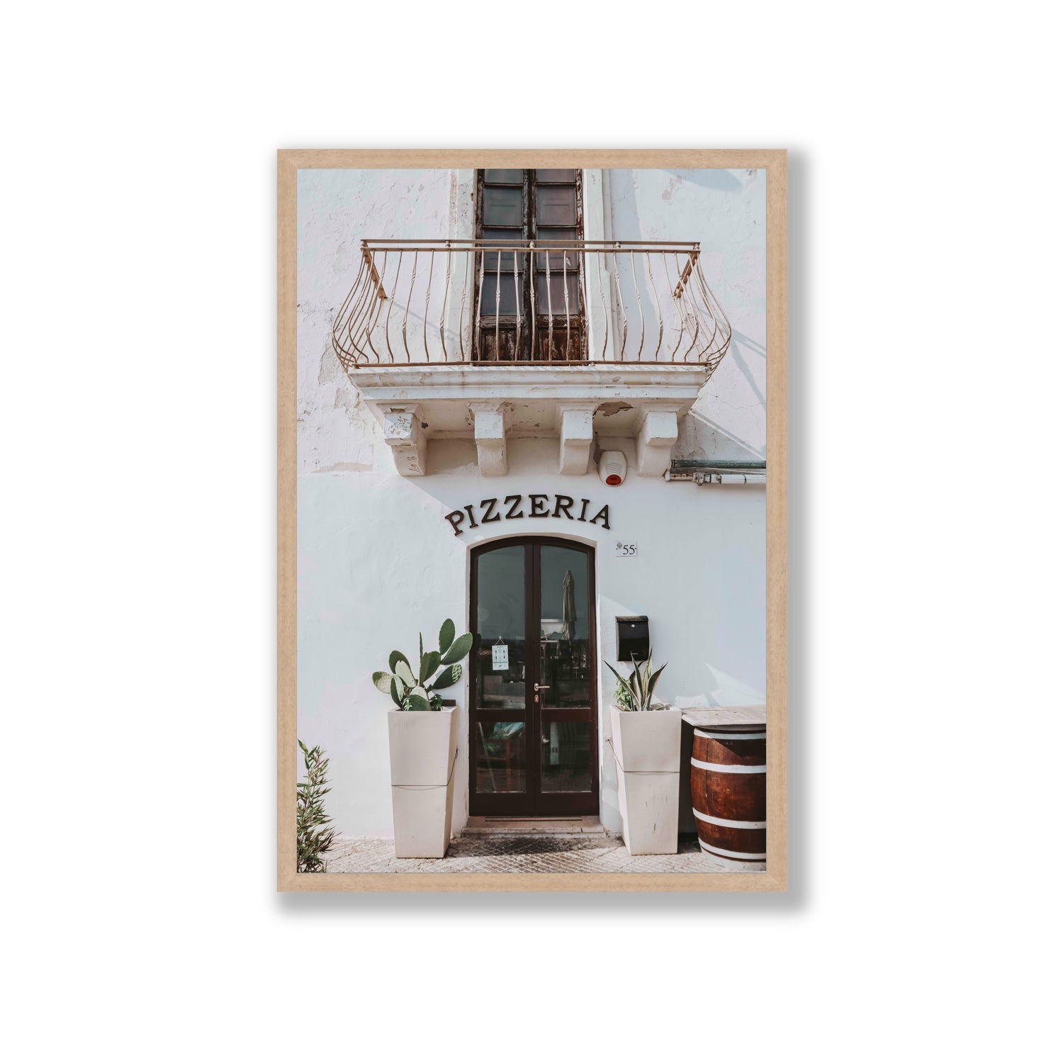 Pizzeria Puglia Italian wall art Giant full-bleed fine art print in natural oak frame
