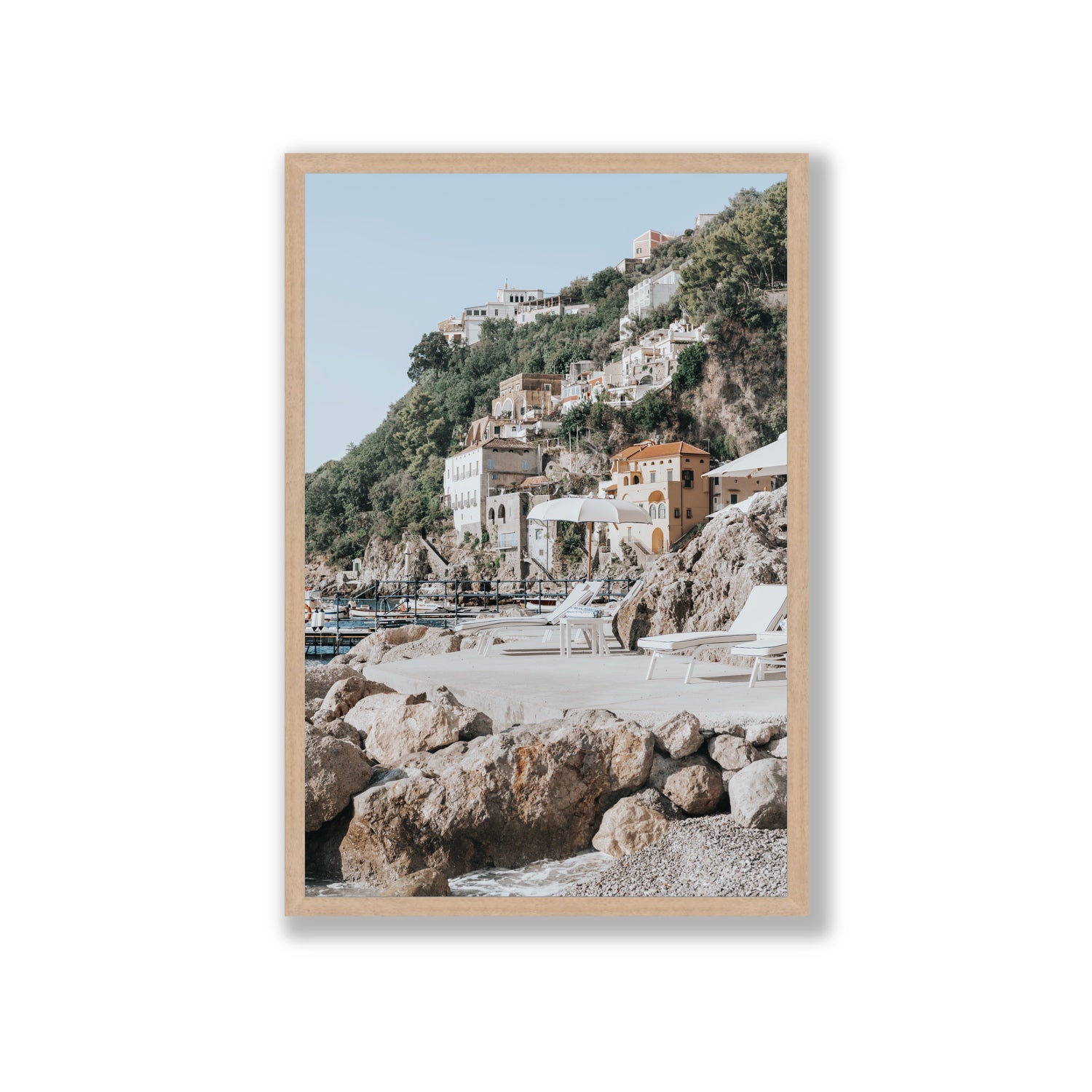 Dolce Coast Amalfi travel photography wall art giant full-bleed fine art print in natural oak frame