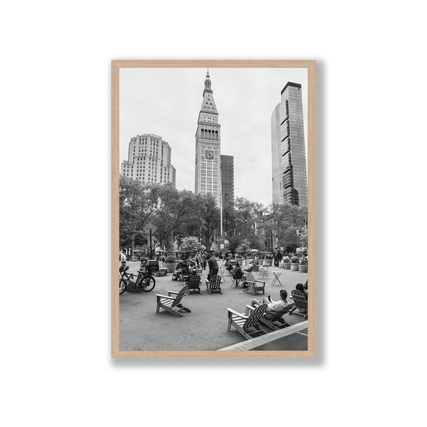 Timeless New York New York NYC Black & White wall art Giant full-bleed fine art print in natural oak frame