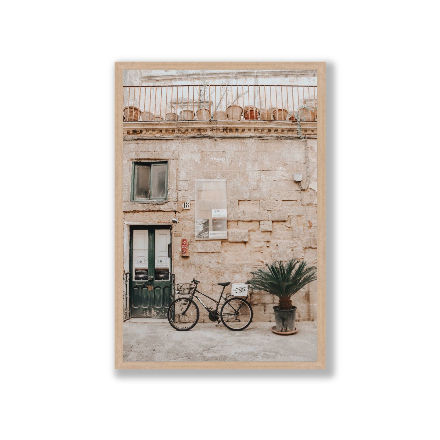 Golden Facades Puglia Lecce Italian wall art Giant full-bleed fine art print in natural oak frame