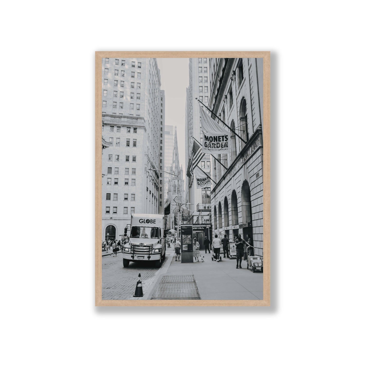 Metropolitan Monotone New York NYC Black & White wall art Giant full-bleed fine art print in natural oak frame
