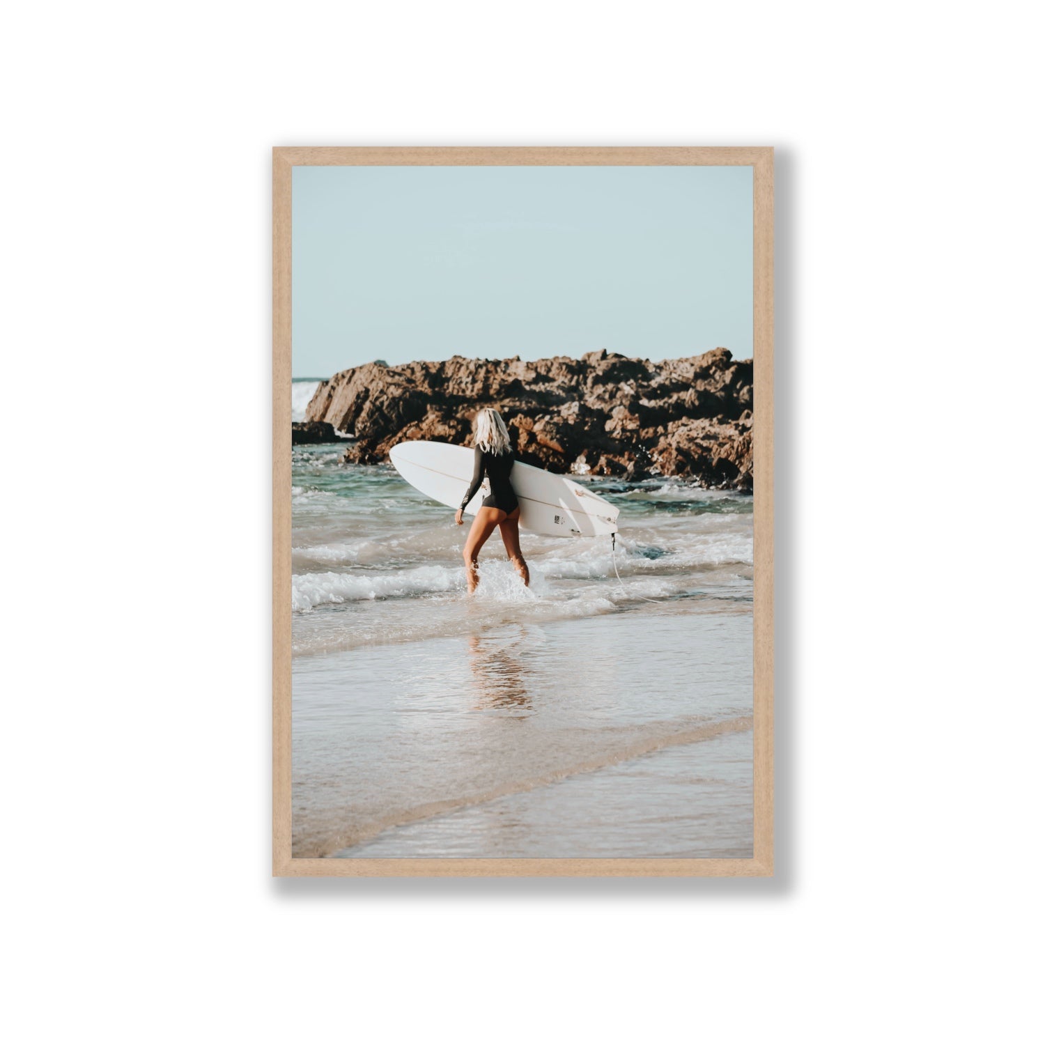 Bethany Byron Bay Surf coastal decor wall art Giant full-bleed fine art print in natural oak frame