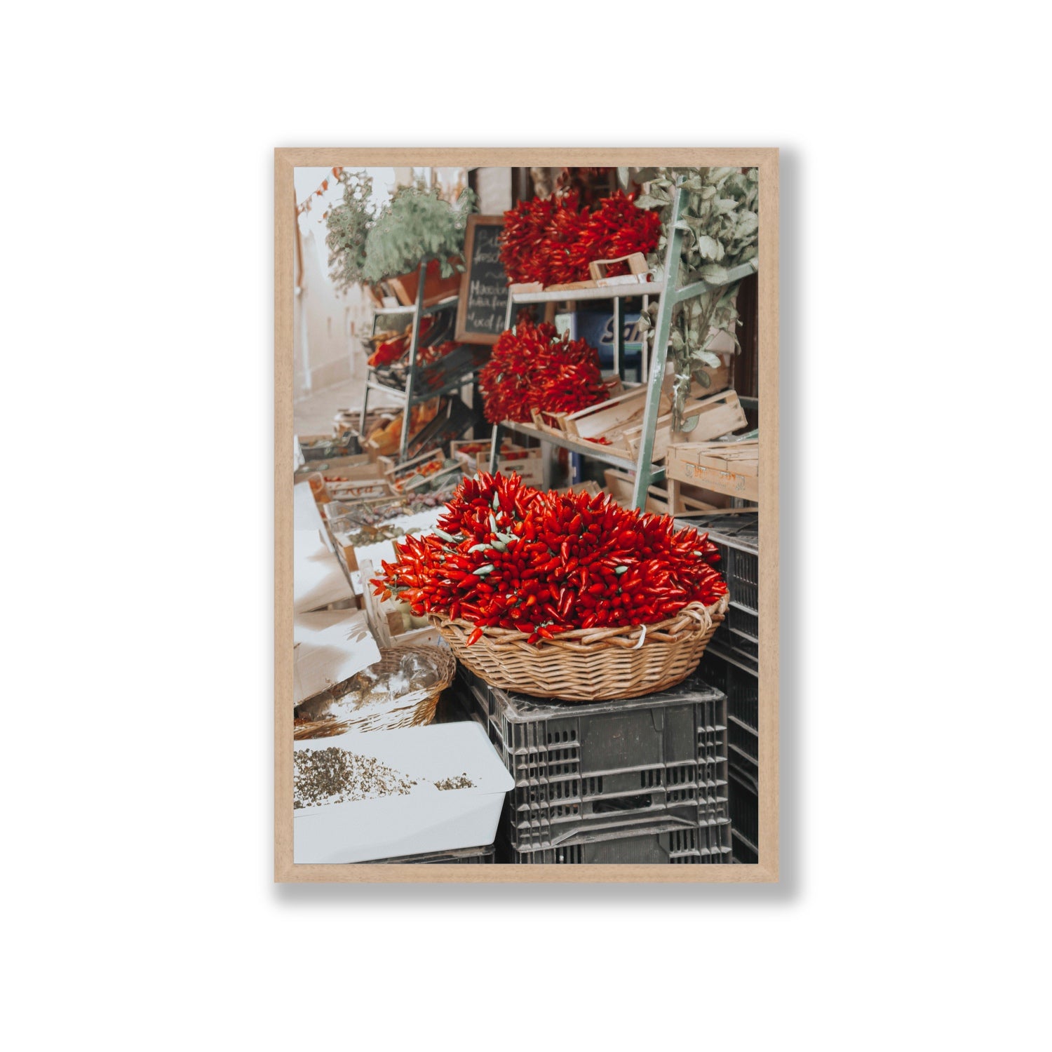 Fiery Cluster Puglia Italian wall art Giant full-bleed fine art print in natural oak frame