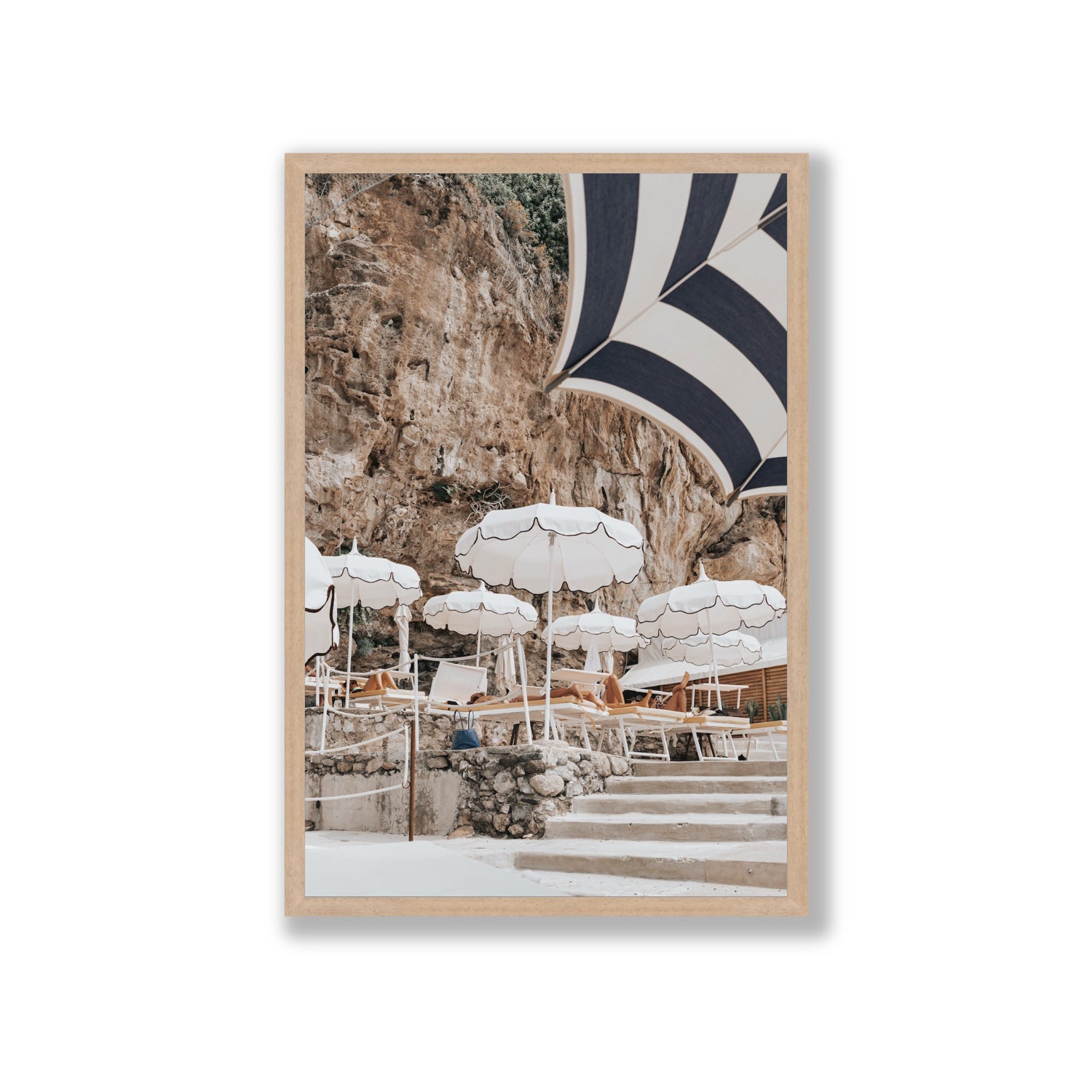 Rocky Refuge fine art print, Positano, Italy, Giant, Natural Oak Frame · Full Bleed, Fine Art Print