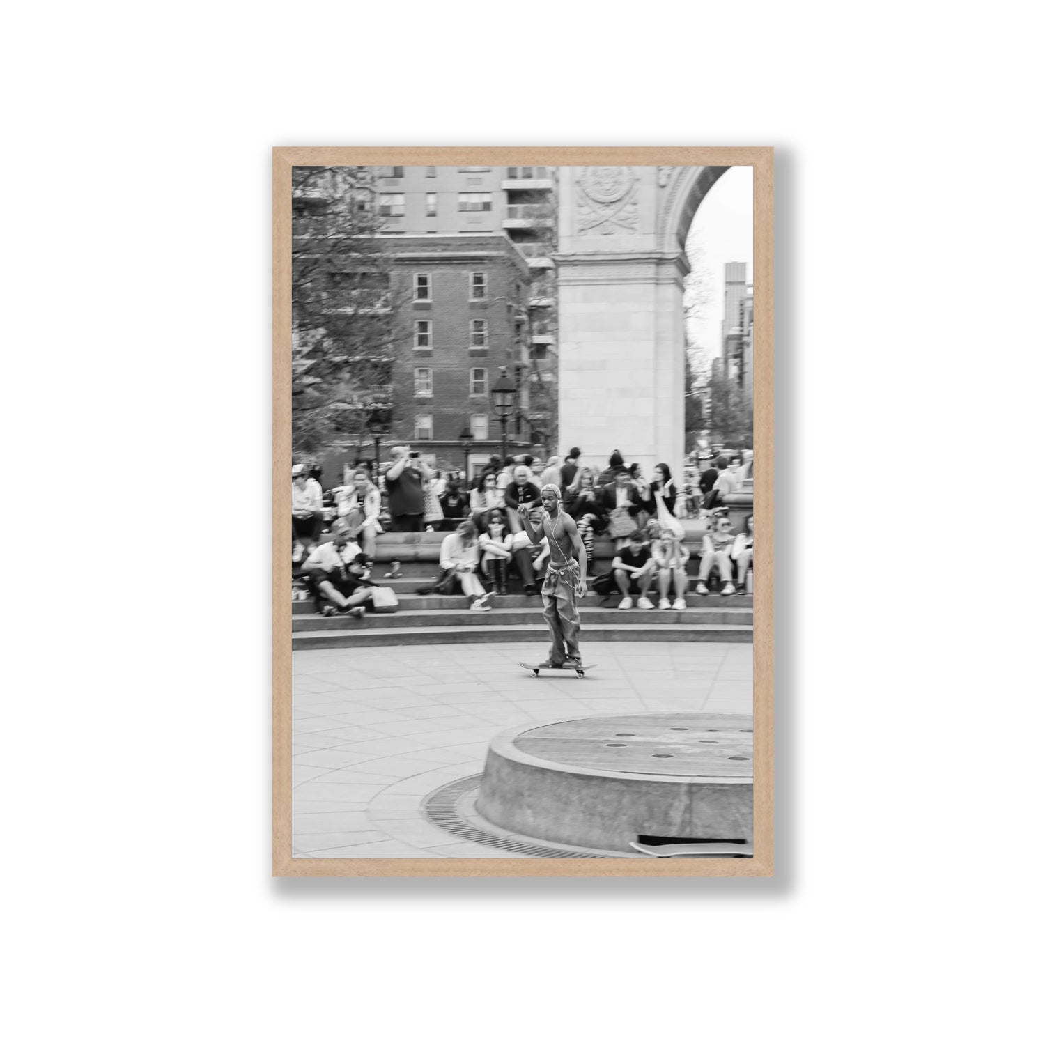 Parkside Pirouettes New York NYC Black & White wall art Giant full-bleed fine art print in natural oak frame