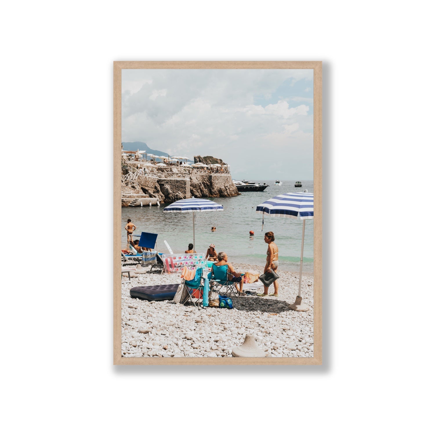 Couple Goals Nerano Amalfi Coast coastal wall art Giant full-bleed fine art print in natural oak frame