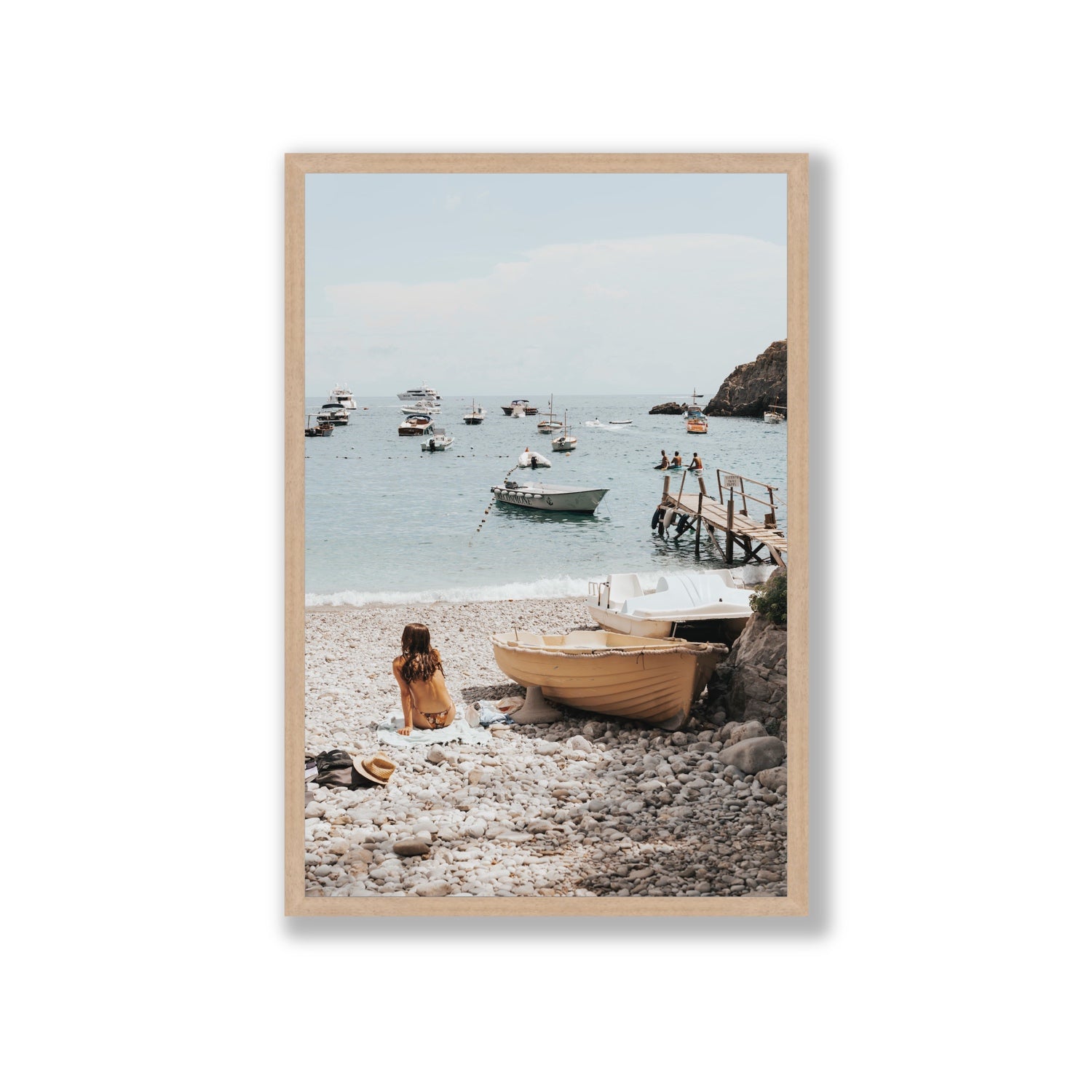 Solo Sojourn Nerano wall art Giant full-bleed fine art print in natural oak frame