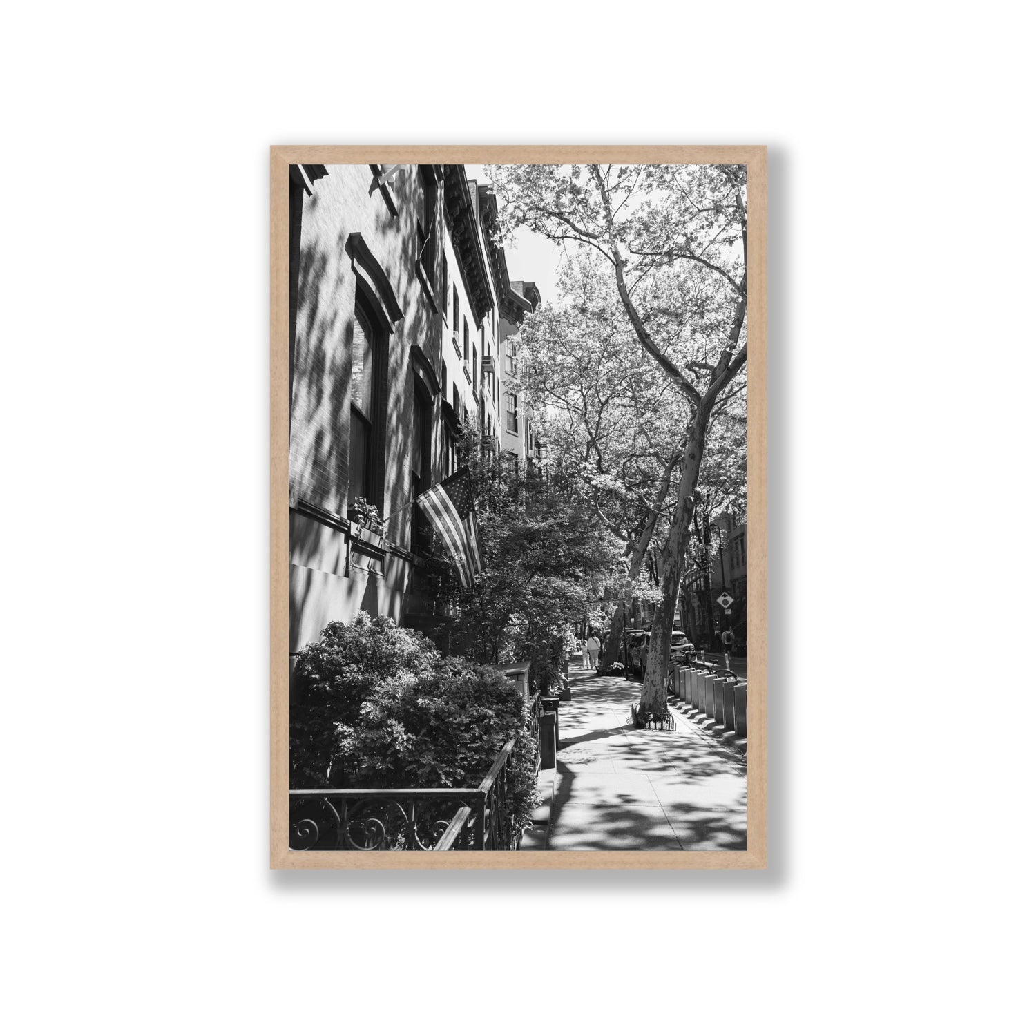 Urban Patriotism New York NYC Black & White wall art Giant full-bleed fine art print in natural oak frame