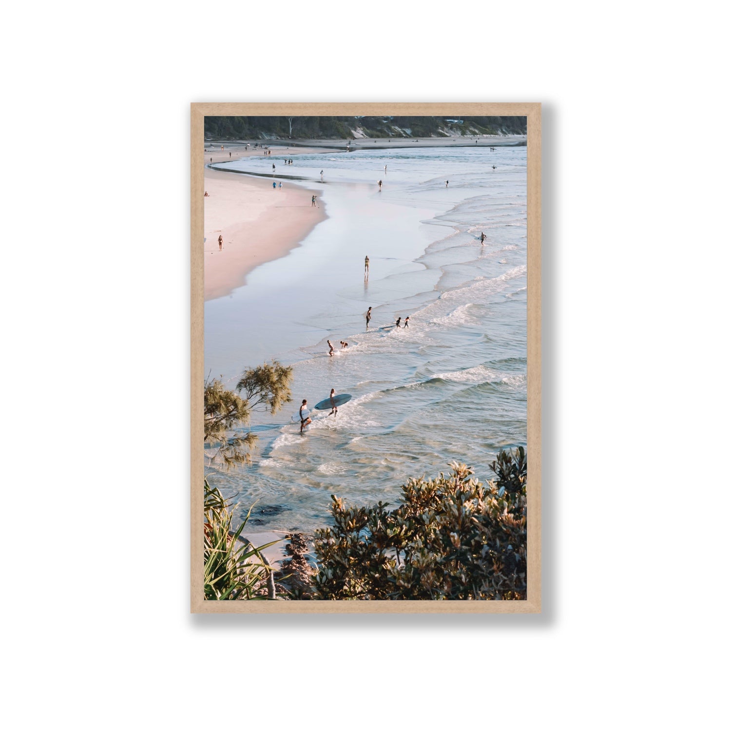 Healing Waters fine art print, Byron Bay, Australia, Giant, Natural Oak Frame · Full Bleed, Fine Art Print