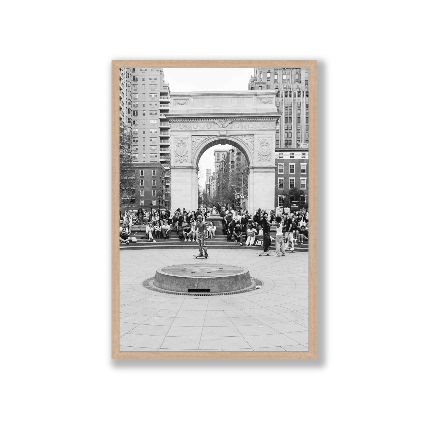 Concrete Conqueror New York NYC Skateboard wall art Giant full-bleed fine art print in natural oak frame