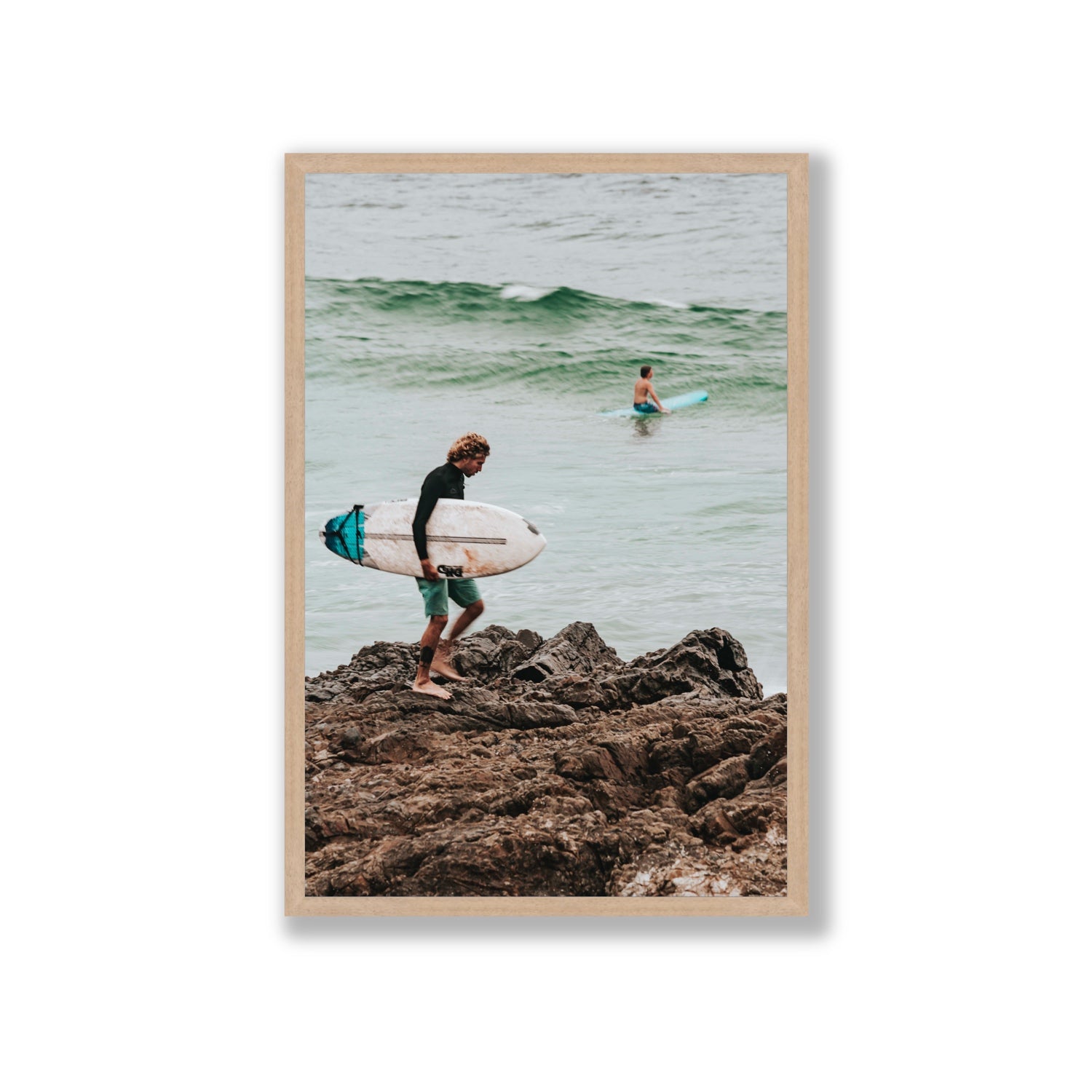 Not All Who Wander Are Lost Byron Bay Surf wall art Giant full-bleed fine art print in natural oak frame