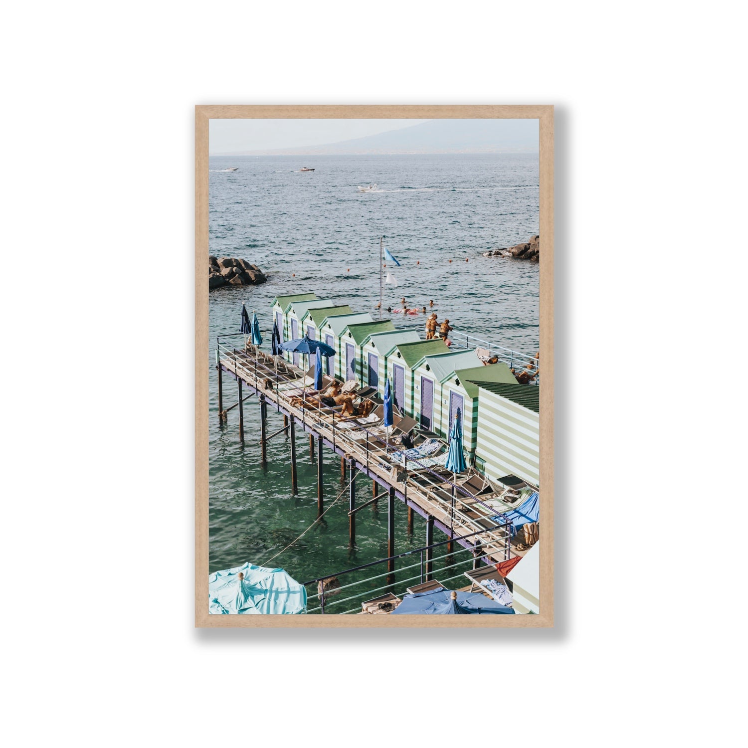 Cabine da Spiaggia fine art print, Sorrento, Italy, Giant, Natural Oak Frame · Full Bleed, Fine Art Print
