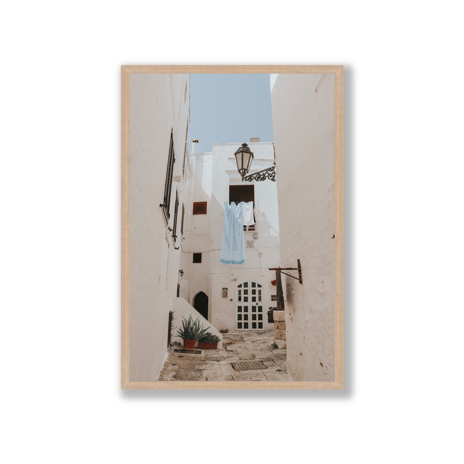 Laundry Day fine art print, Puglia, Italy, Giant, Natural Oak Frame · Full Bleed, Fine Art Print