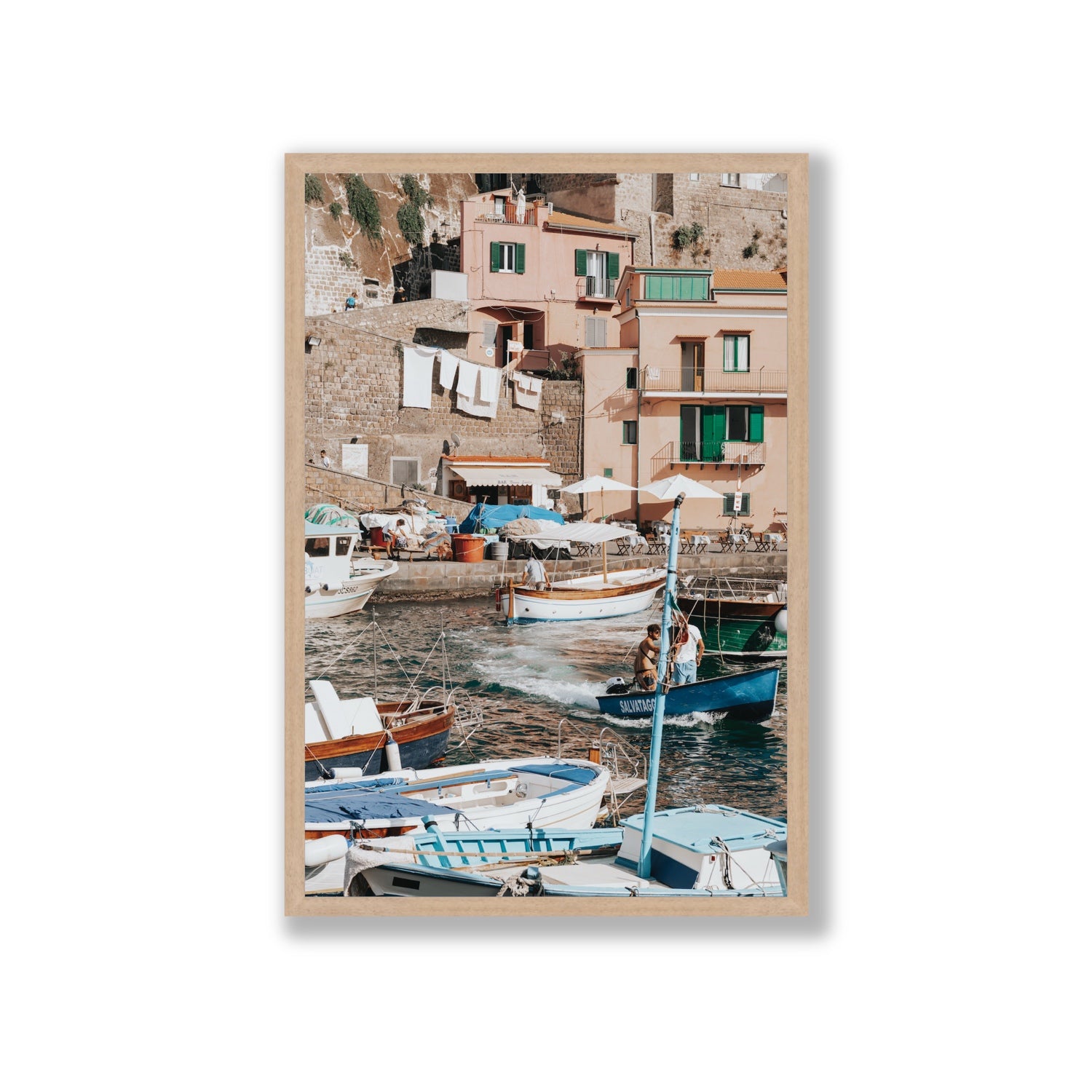 Coastal Carousel fine art print, Sorrento, Italy, Giant, Natural Oak Frame · Full Bleed, Fine Art Print