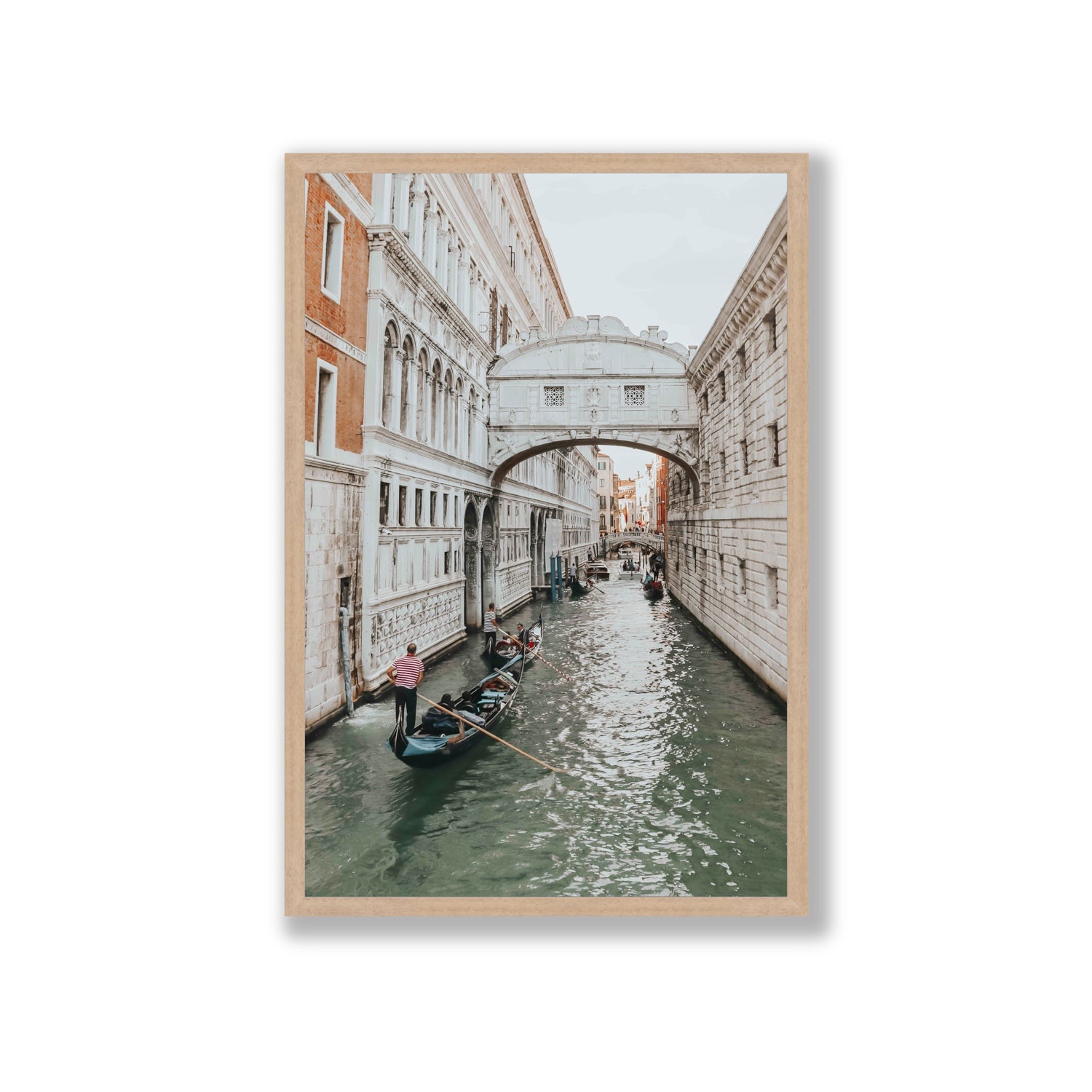 Bridge of Sighs Venice Gondola Italian wall art Giant full-bleed fine art print in natural oak frame