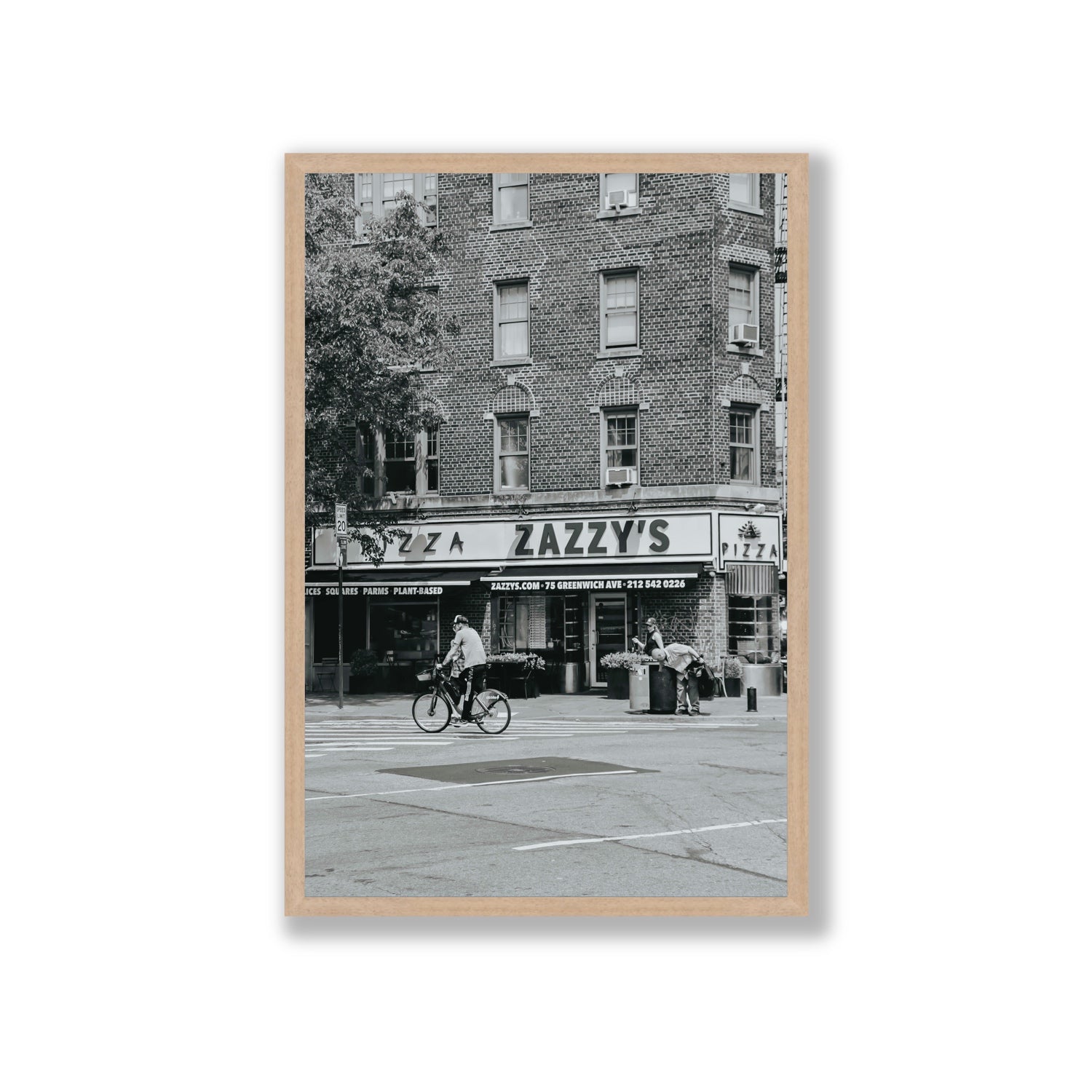 Zazzy's New York NYC Black & White wall art Giant full-bleed fine art print in natural oak frame