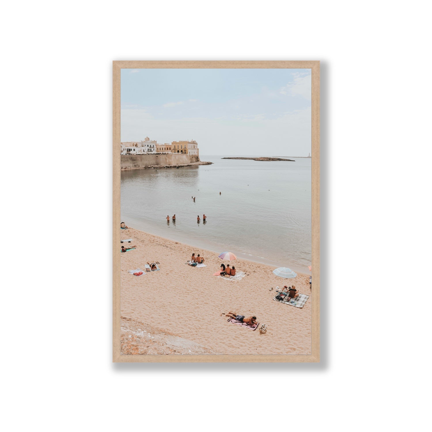 Spiaggia della Purita Puglia coastal art print Giant full-bleed fine art print in natural oak frame