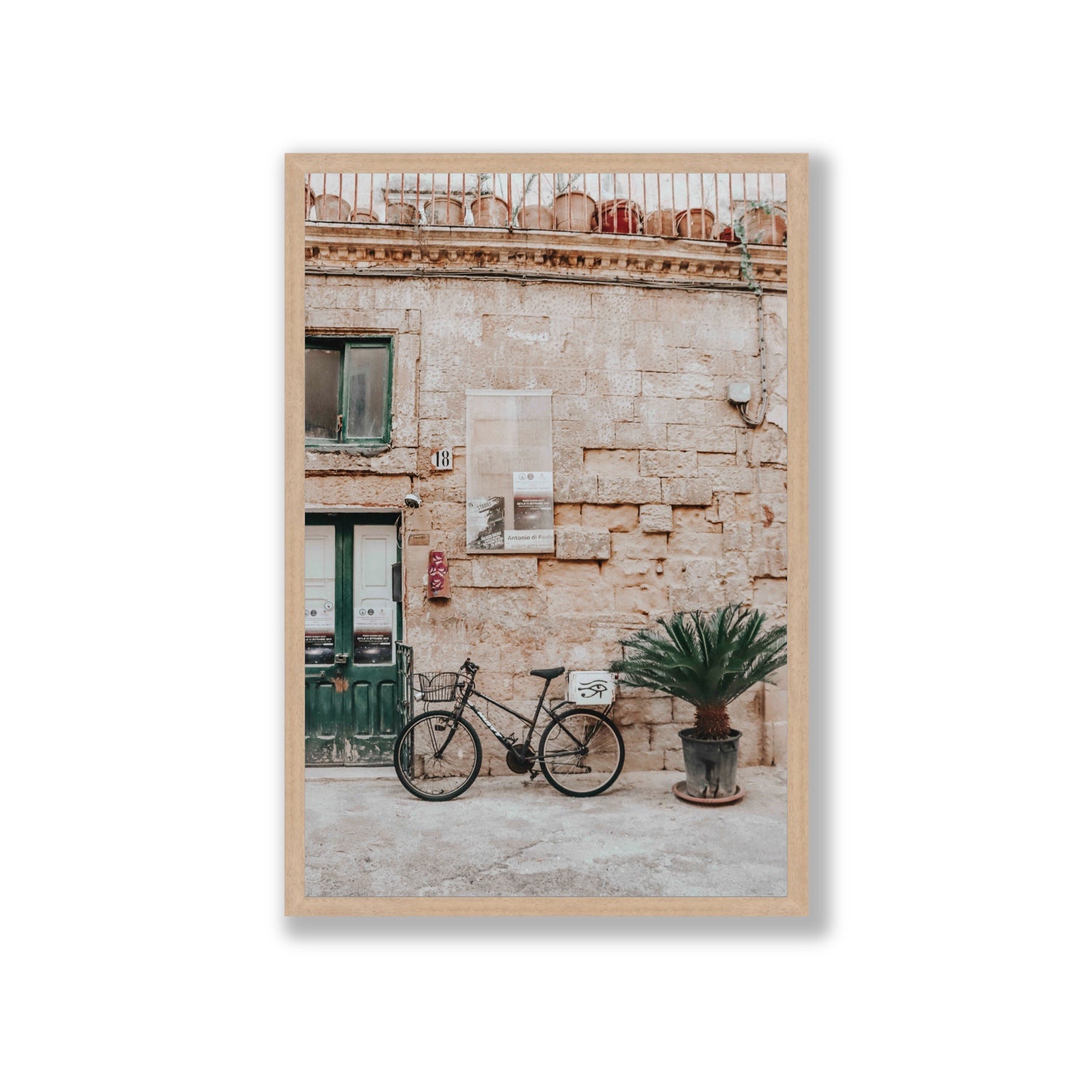 Salento Streets Puglia Lecce Italian wall art Giant full-bleed fine art print in natural oak frame