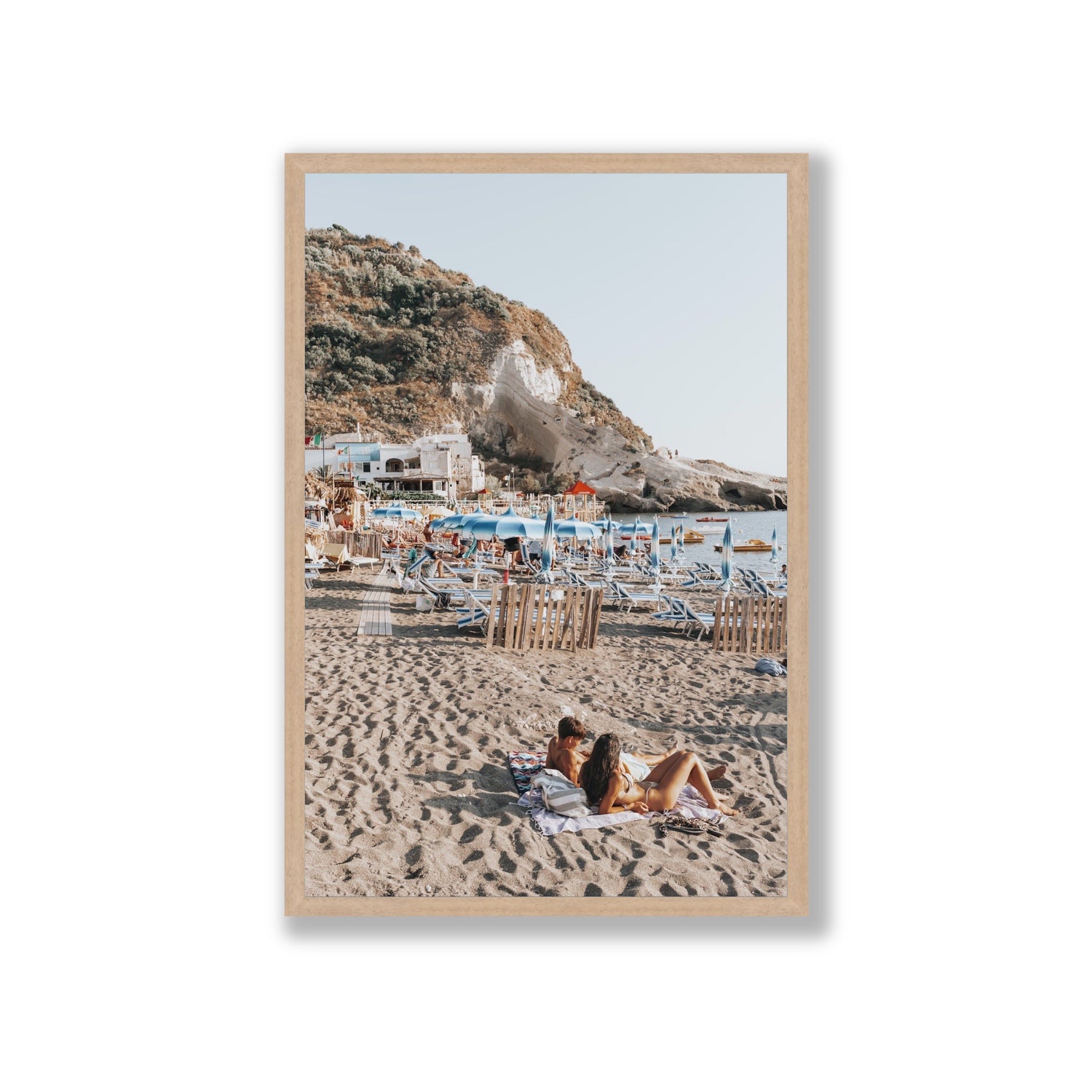 Beach Buddies fine art print, Ischia, Italy, Giant, Natural Oak Frame · Full Bleed, Fine Art Print