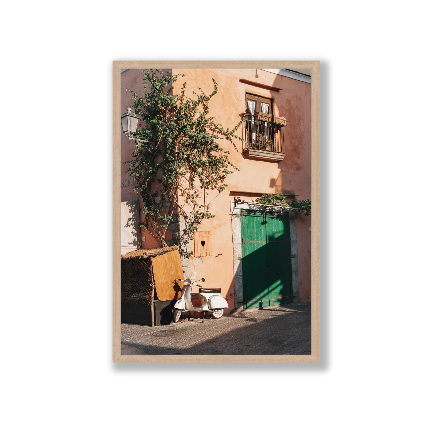 La Casa Ischia Italian Mediterranean decor wall art Giant full-bleed fine art print in natural oak frame