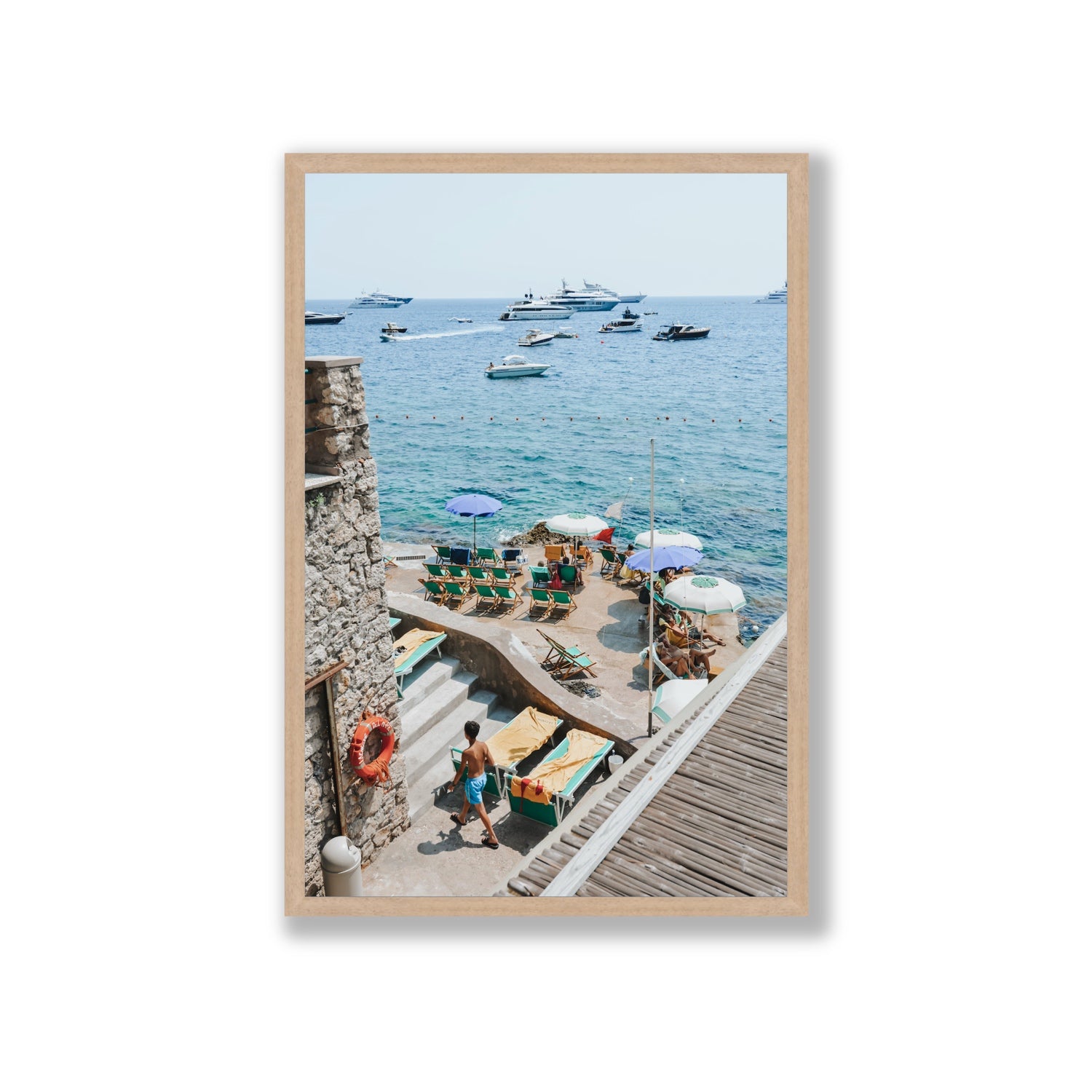 Canzone di Capri Capri Italian beach wall art Giant full-bleed fine art print in natural oak frame