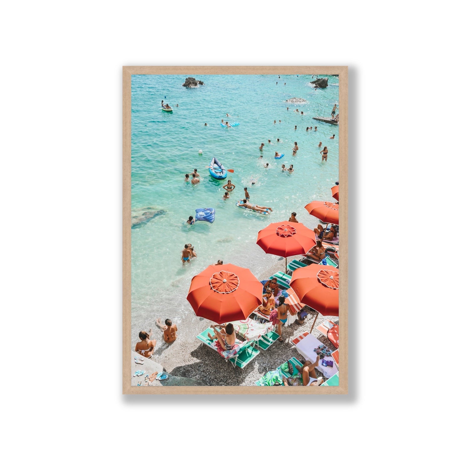 Easy Street Capri Italian beach wall art Giant full-bleed fine art print in natural oak frame