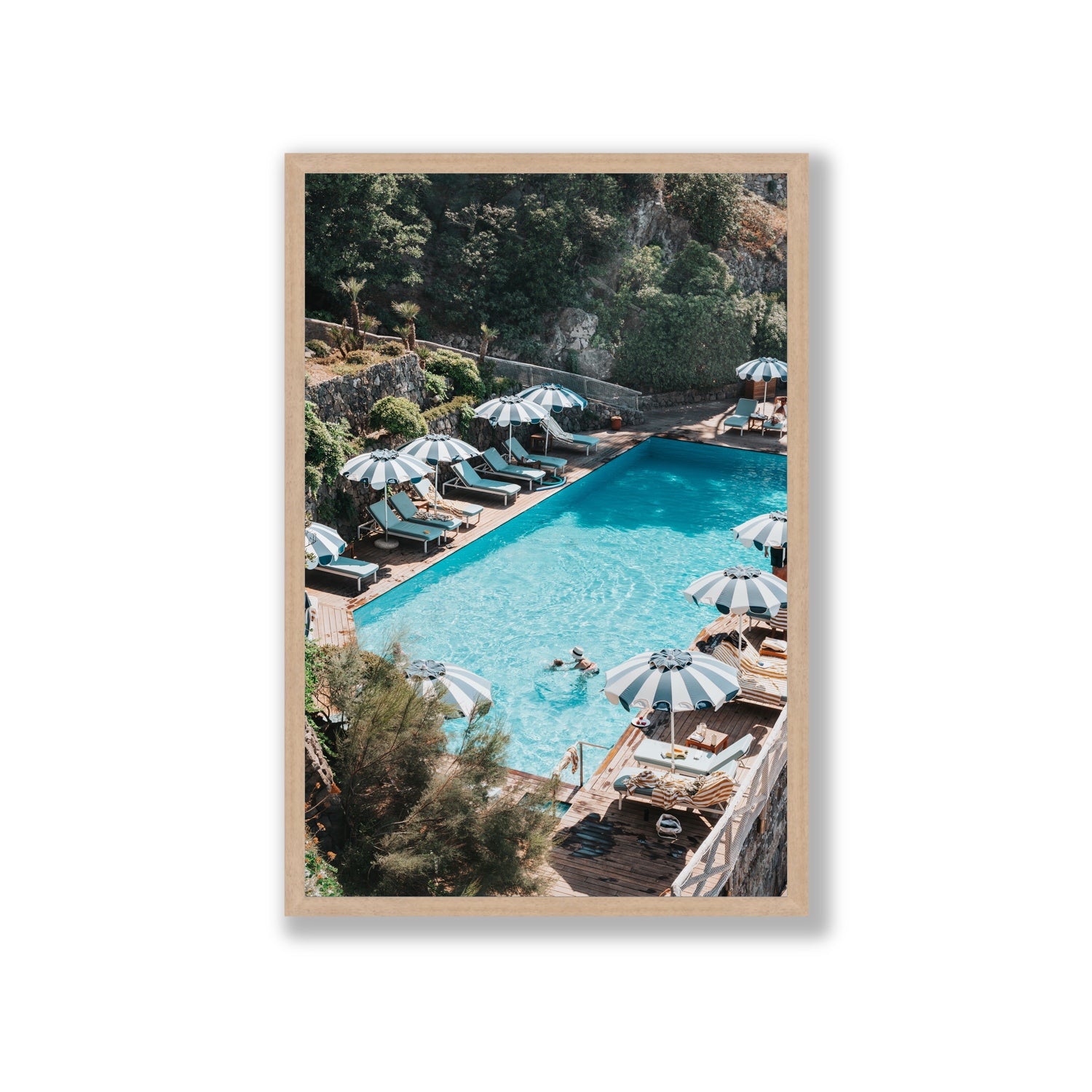 Poolside Paradise fine art print, Ischia, Italy, Giant, Natural Oak Frame · Full Bleed, Fine Art Print