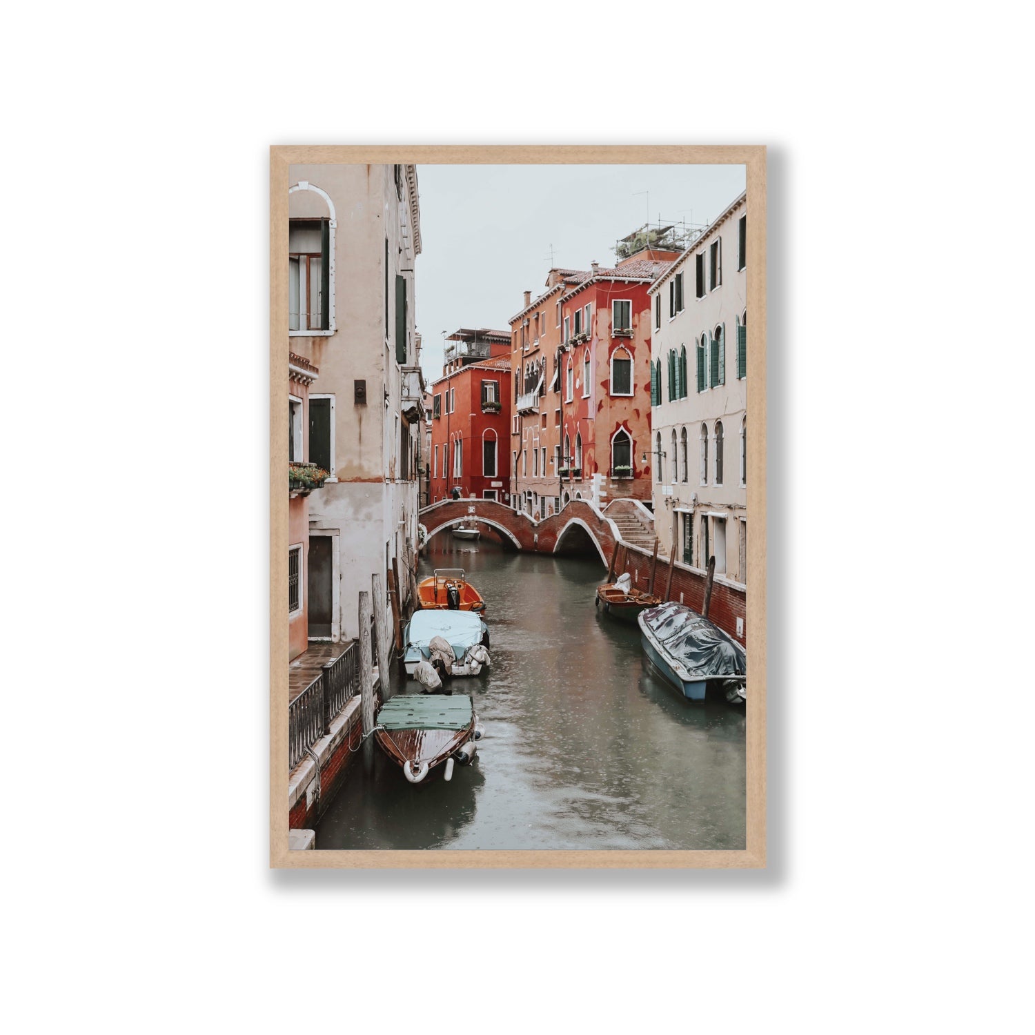 City of Water Venice Italian Mediterranean decor wall art Giant full-bleed fine art print in natural oak frame