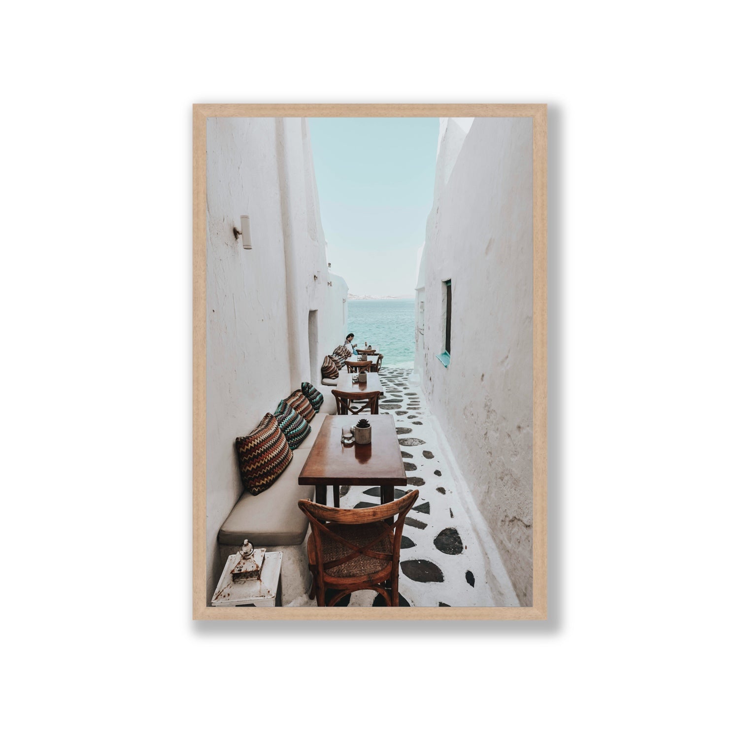 Trip Down Memory Lane fine art print, Mykonos, Greece, Giant, Natural Oak Frame · Full Bleed, Fine Art Print