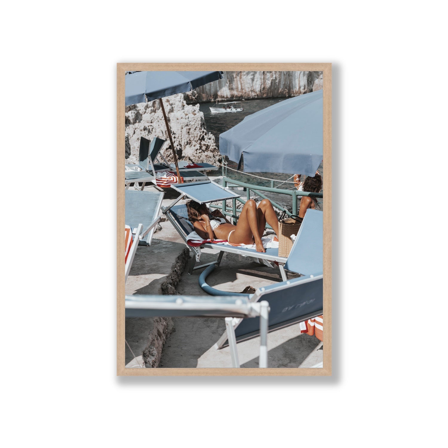 Beach Babe fine art print, Capri, Italy, Giant, Natural Oak Frame · Full Bleed, Fine Art Print
