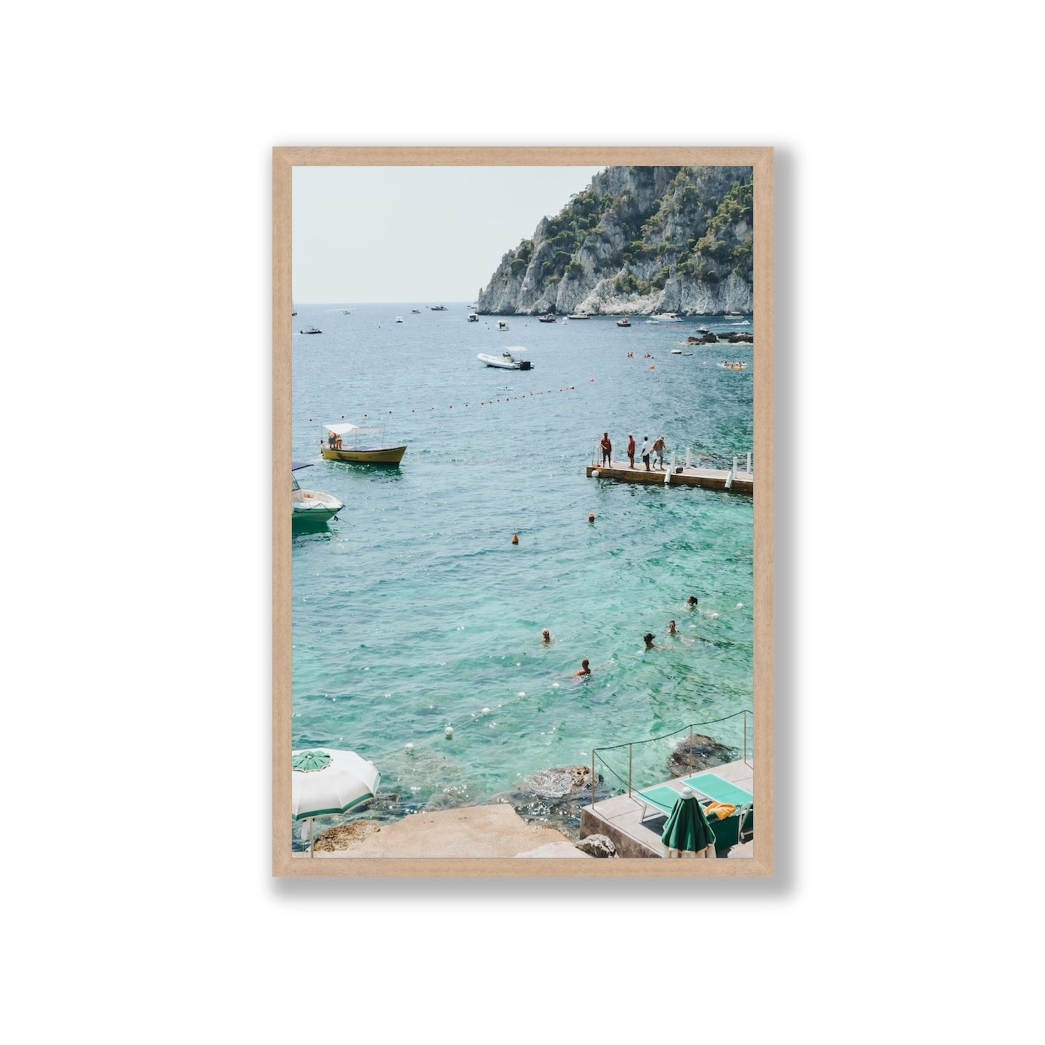 Delizia Pomeridiana Capri coastal wall art Giant full-bleed fine art print in natural oak frame