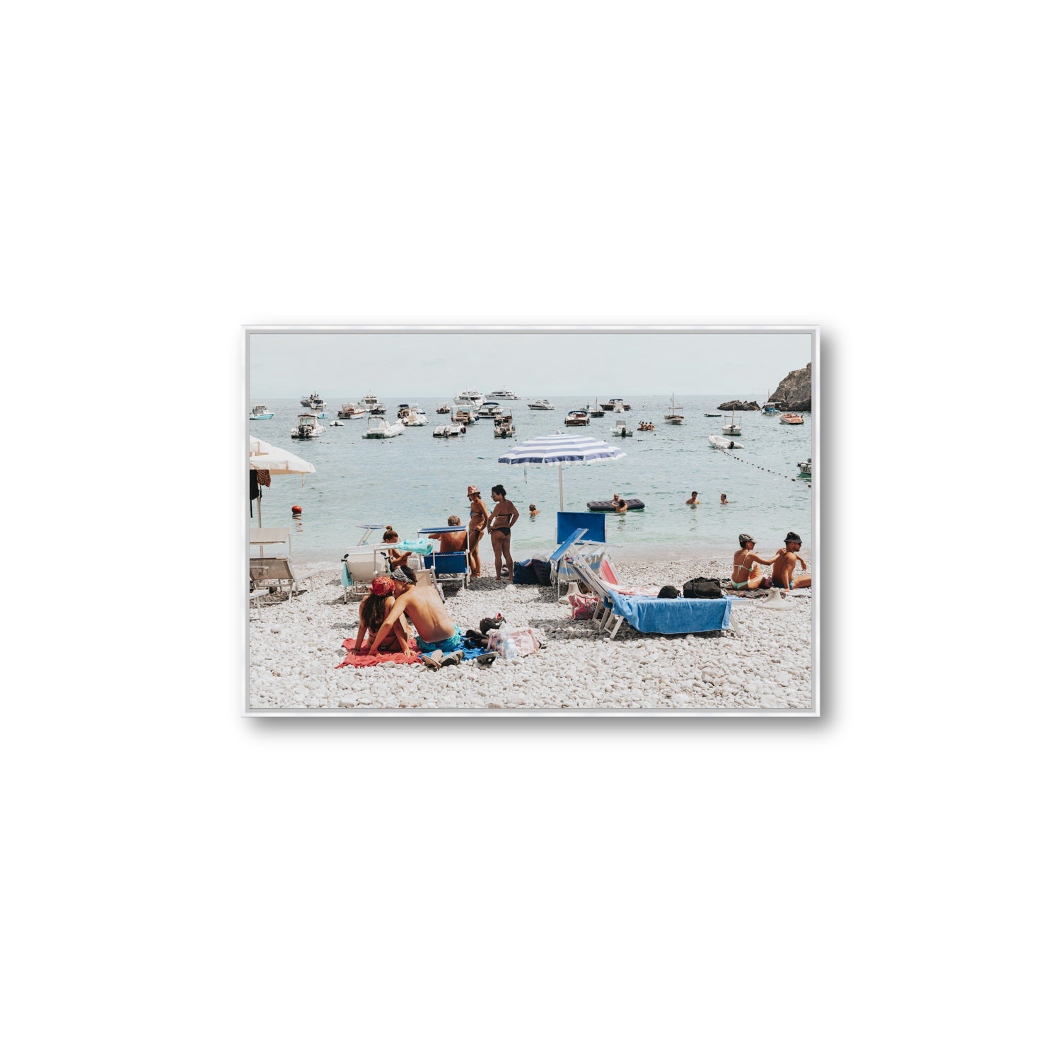 The Kiss Nerano wall art Large fine art canvas in white float frame