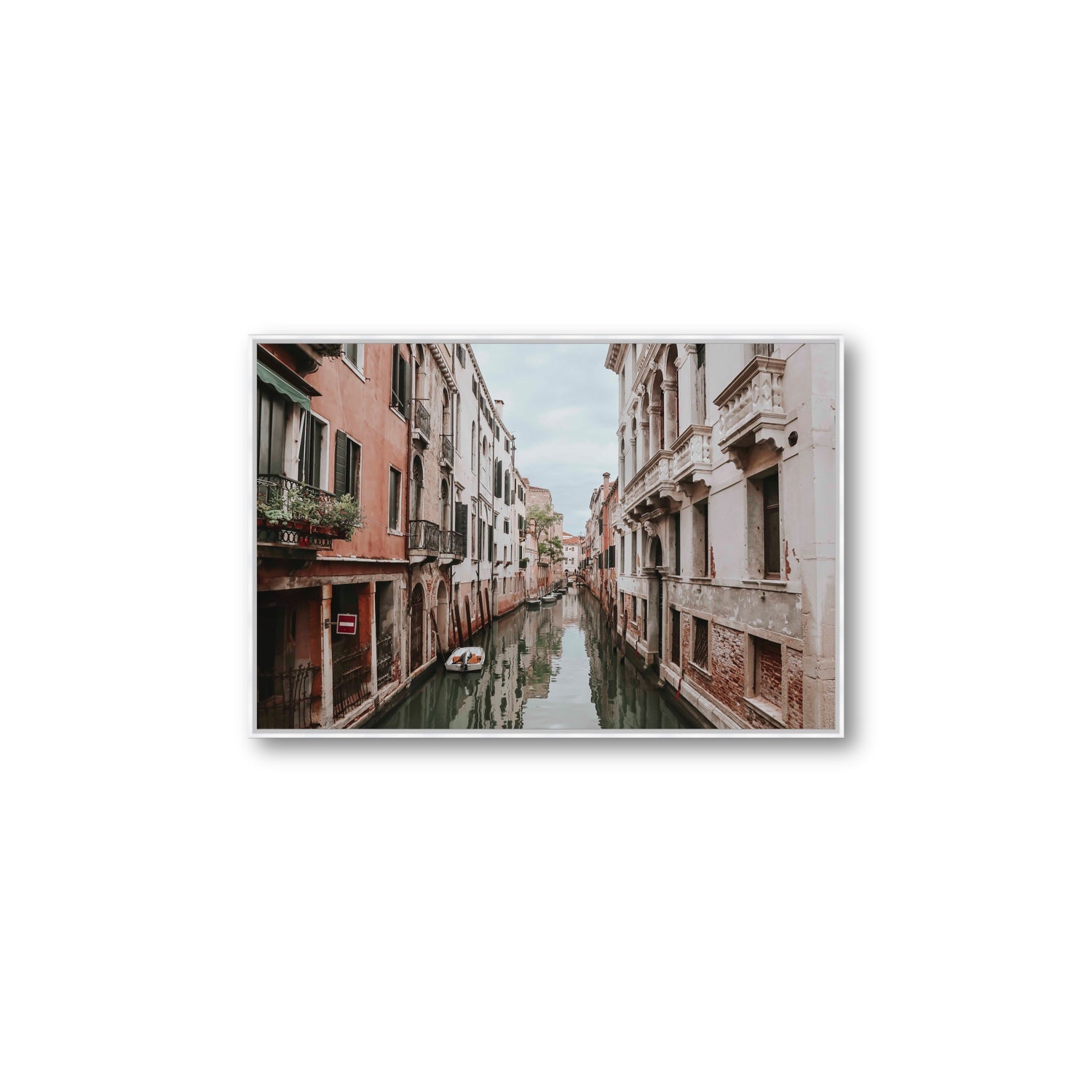 The Floating City Venice Canal Italian decor wall art Large fine art canvas in white float frame