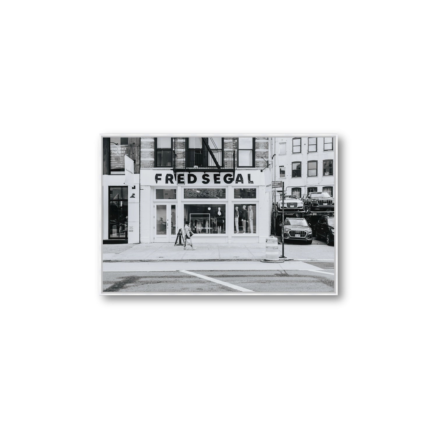 Noir York New York NYC Black & White wall art Large fine art canvas in white float frame