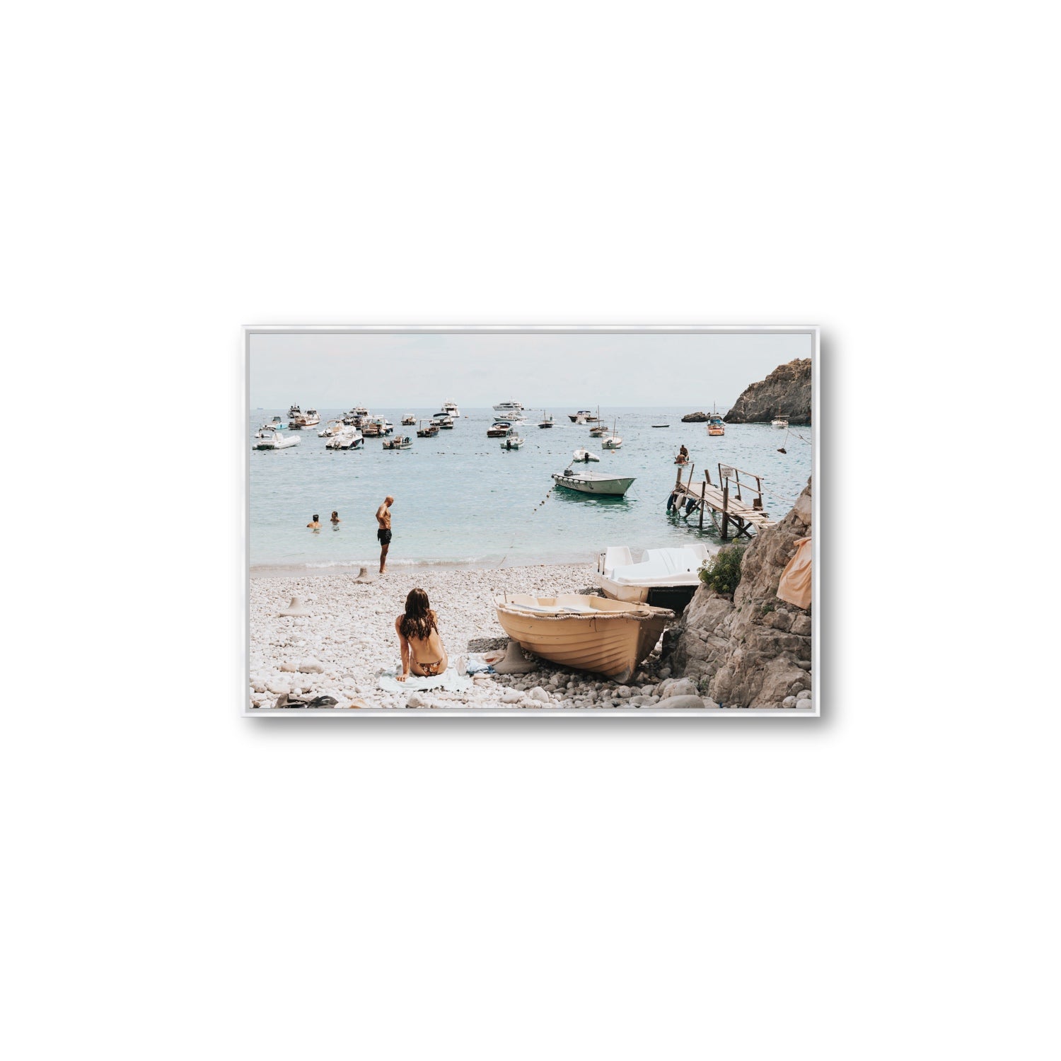 L'Osservatore Nerano wall art Large fine art canvas in white float frame