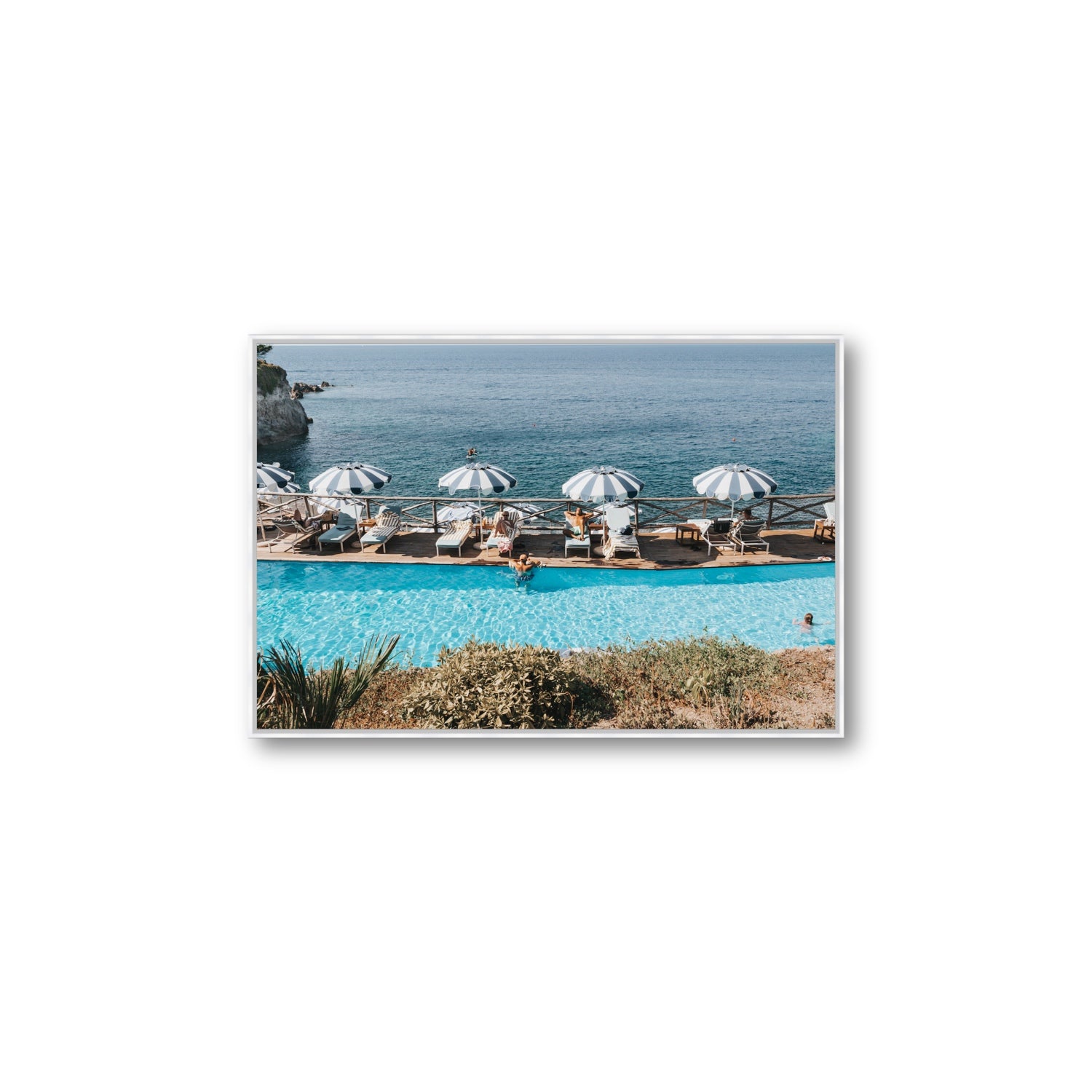 Hues Of Blues fine art print, Ischia, Italy, Large, White Float Frame, Fine Art Canvas