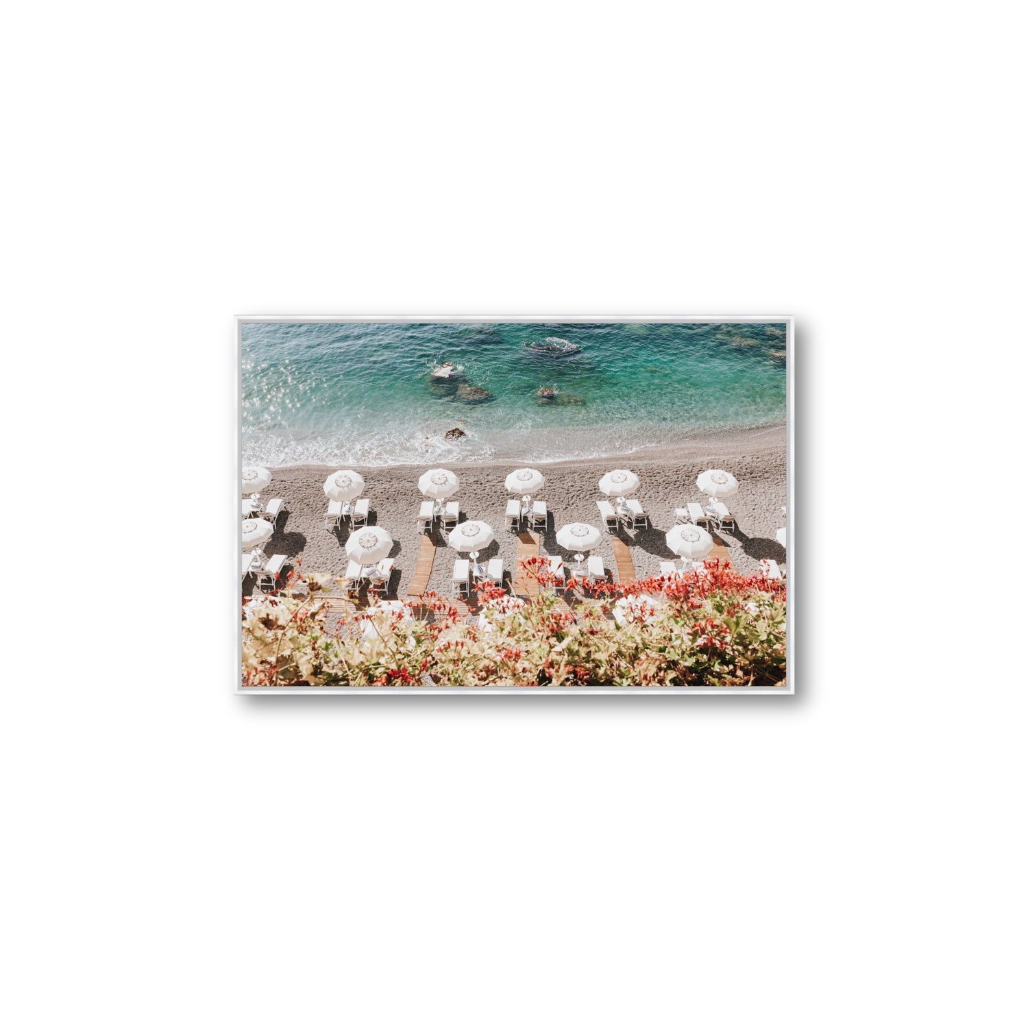 Coastal Charms fine art print, Amalfi, Italy, Large, White Float Frame, Fine Art Canvas