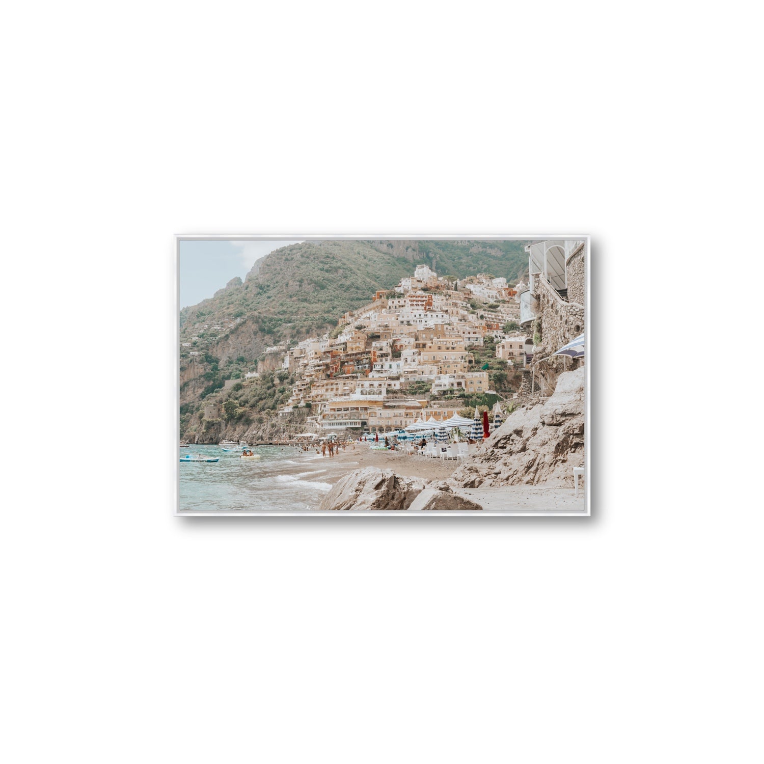 Sogno di Positano fine art print, Positano, Italy, Large, White Float Frame, Fine Art Canvas