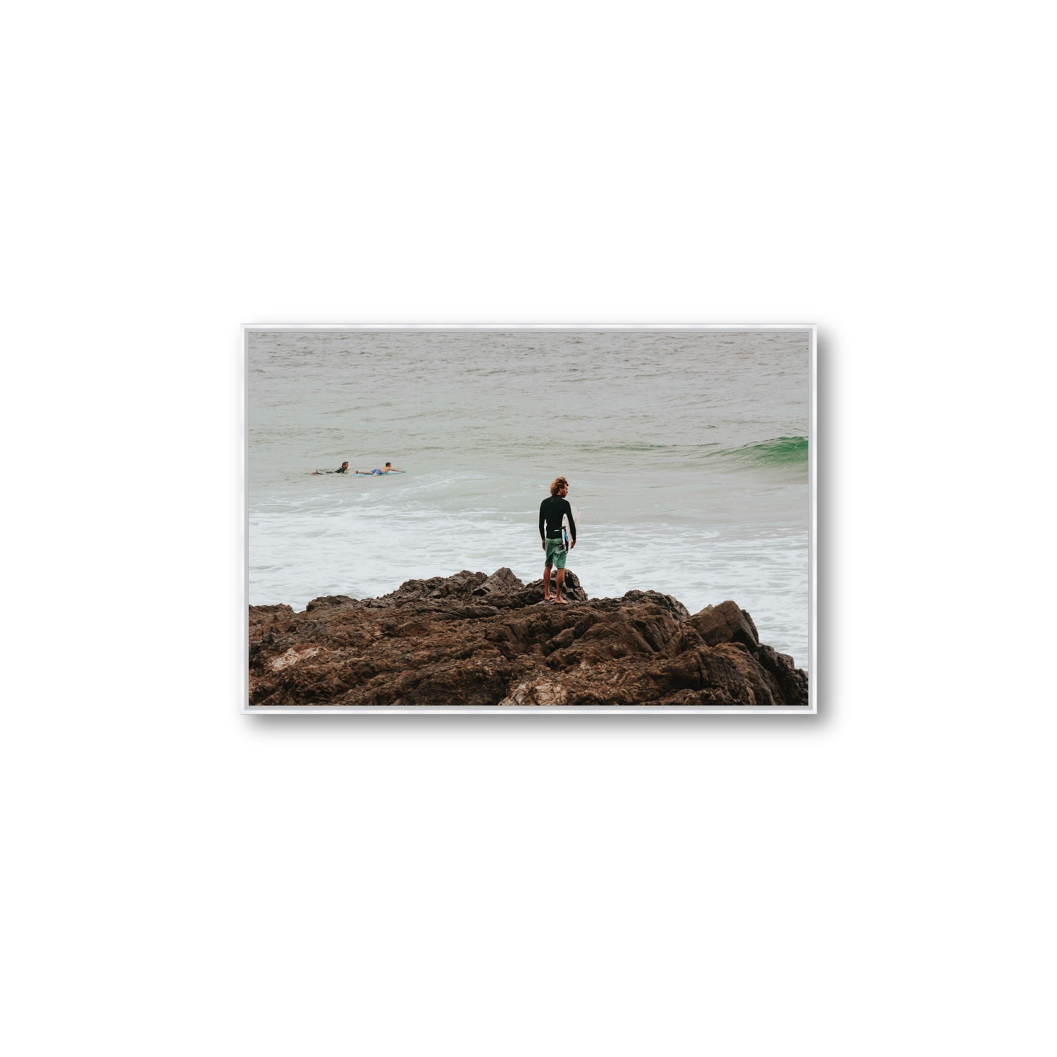 Let The Sea Set You Free Byron Bay Surf wall art Large fine art canvas in white float frame