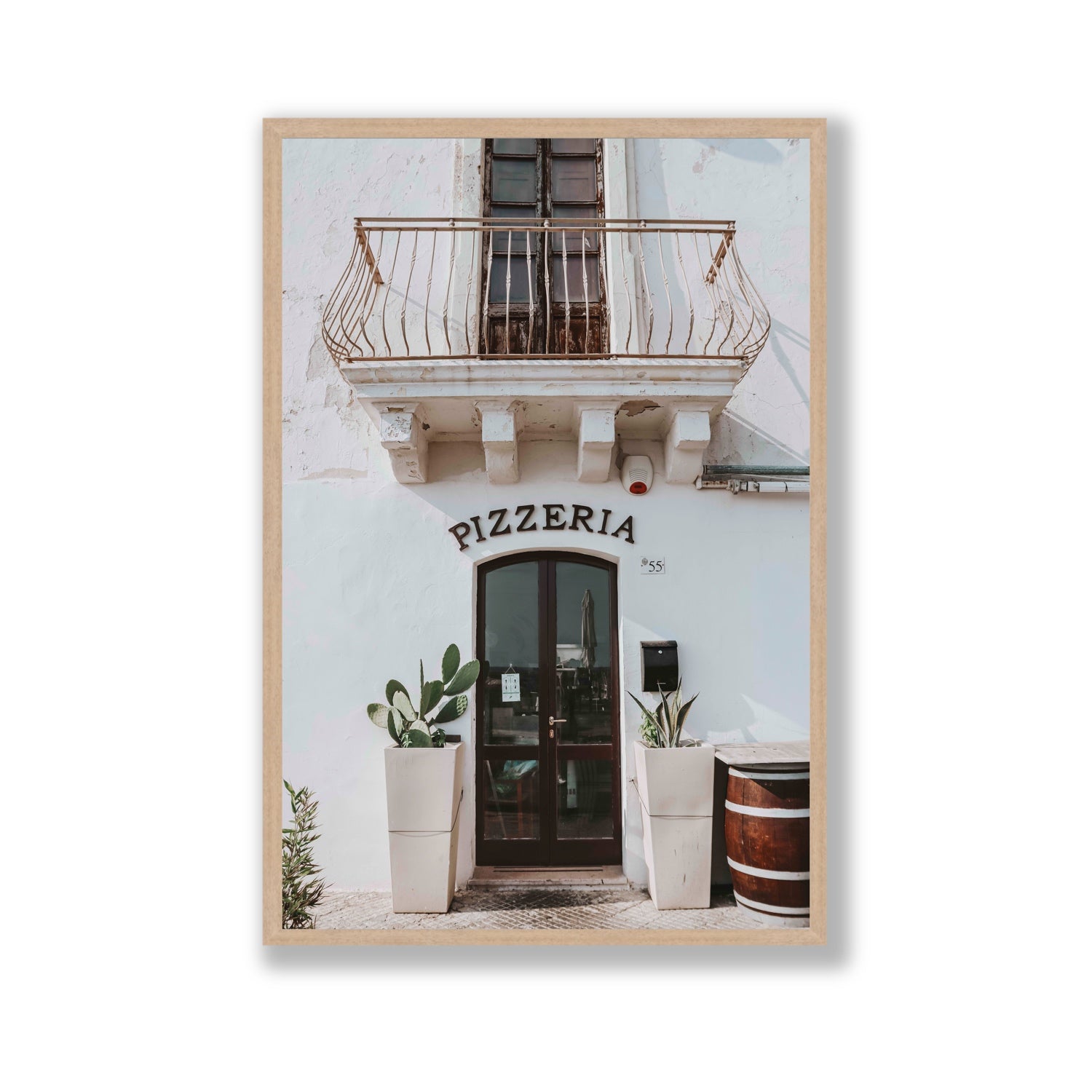 Pizzeria Puglia Italian wall art Gallery full-bleed fine art print in natural oak frame