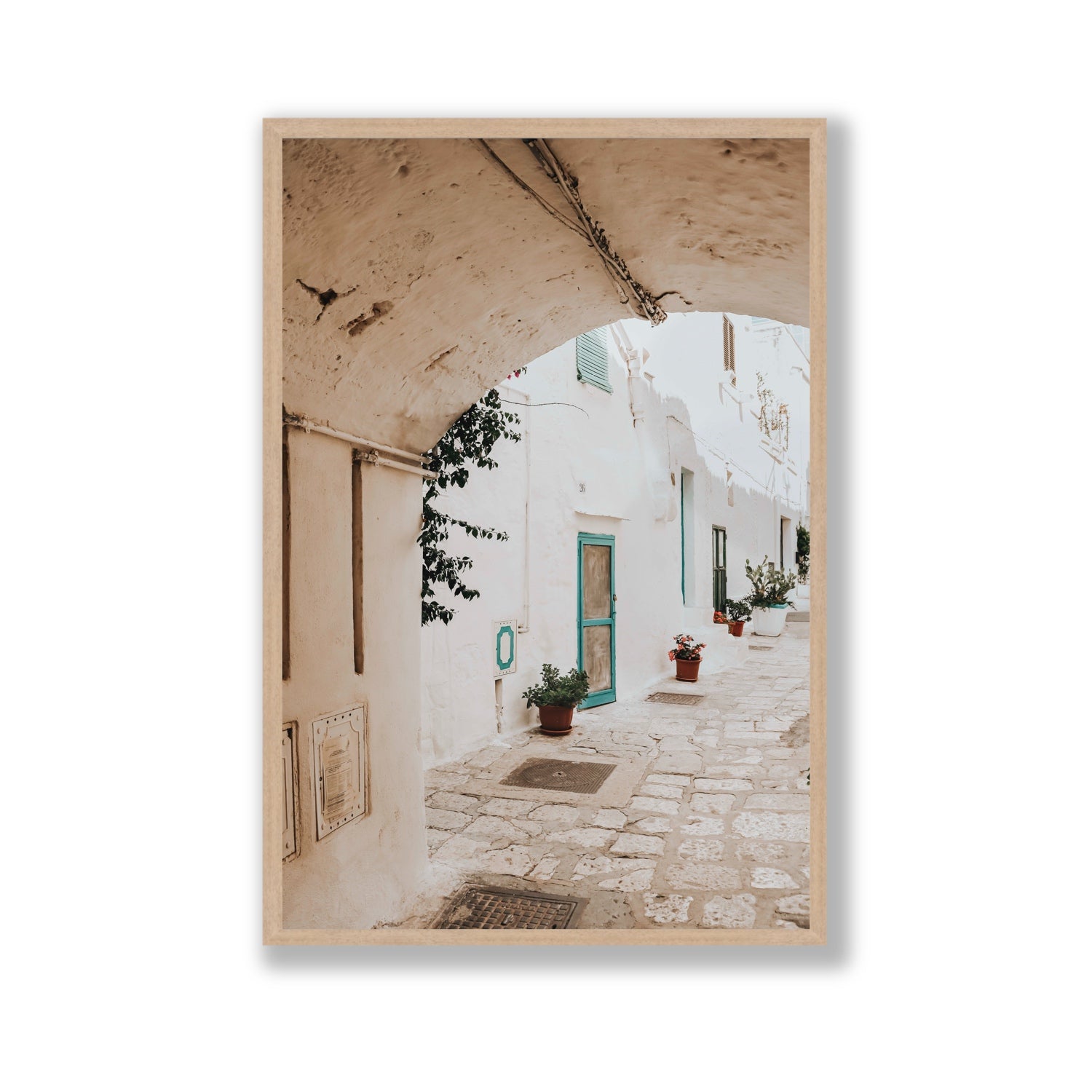La Citta Bianca Puglia La Città Bianca wall art Gallery full-bleed fine art print in natural oak frame