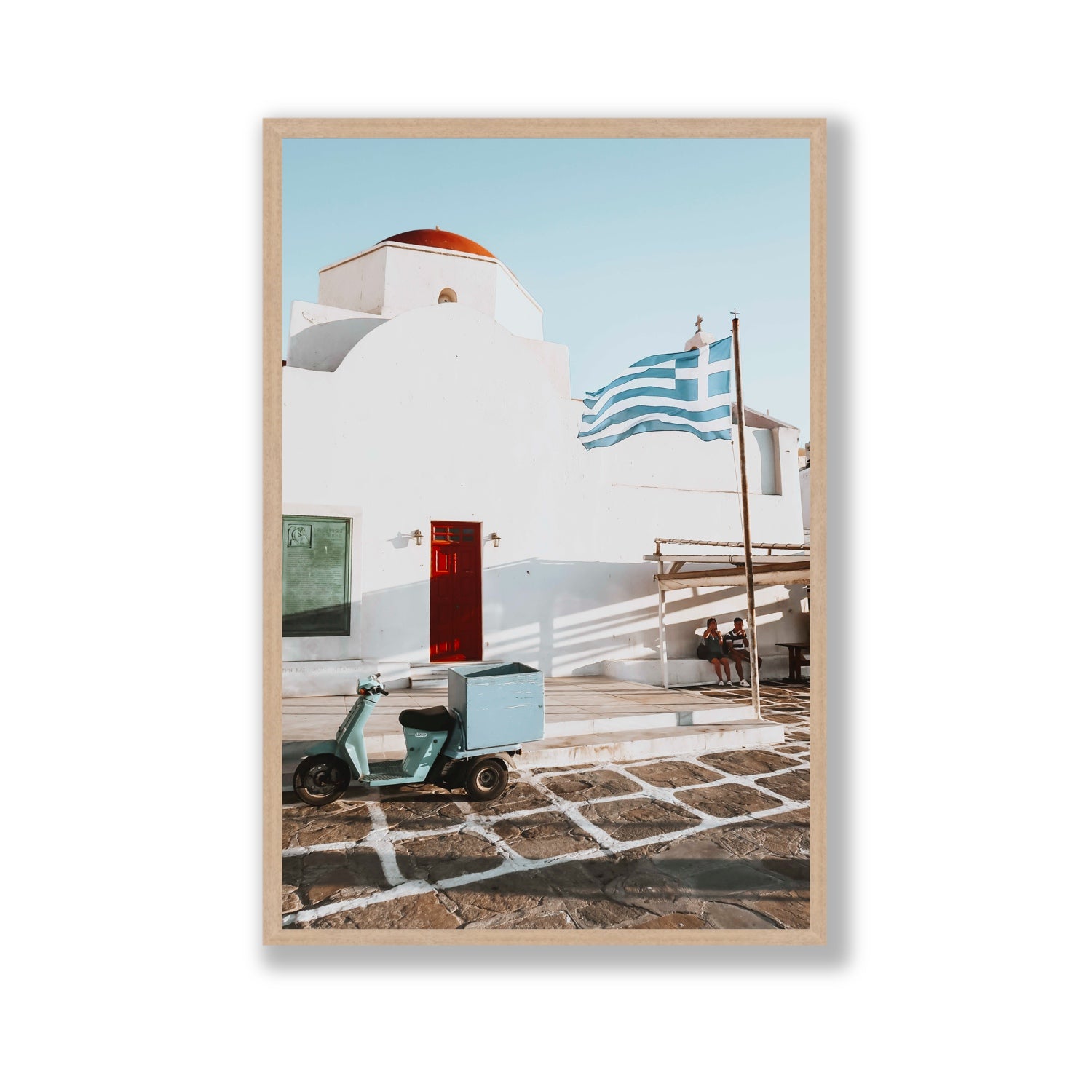 Mykonos Postcard fine art print, Mykonos, Greece, Gallery, Natural Oak Frame · Full Bleed, Fine Art Print