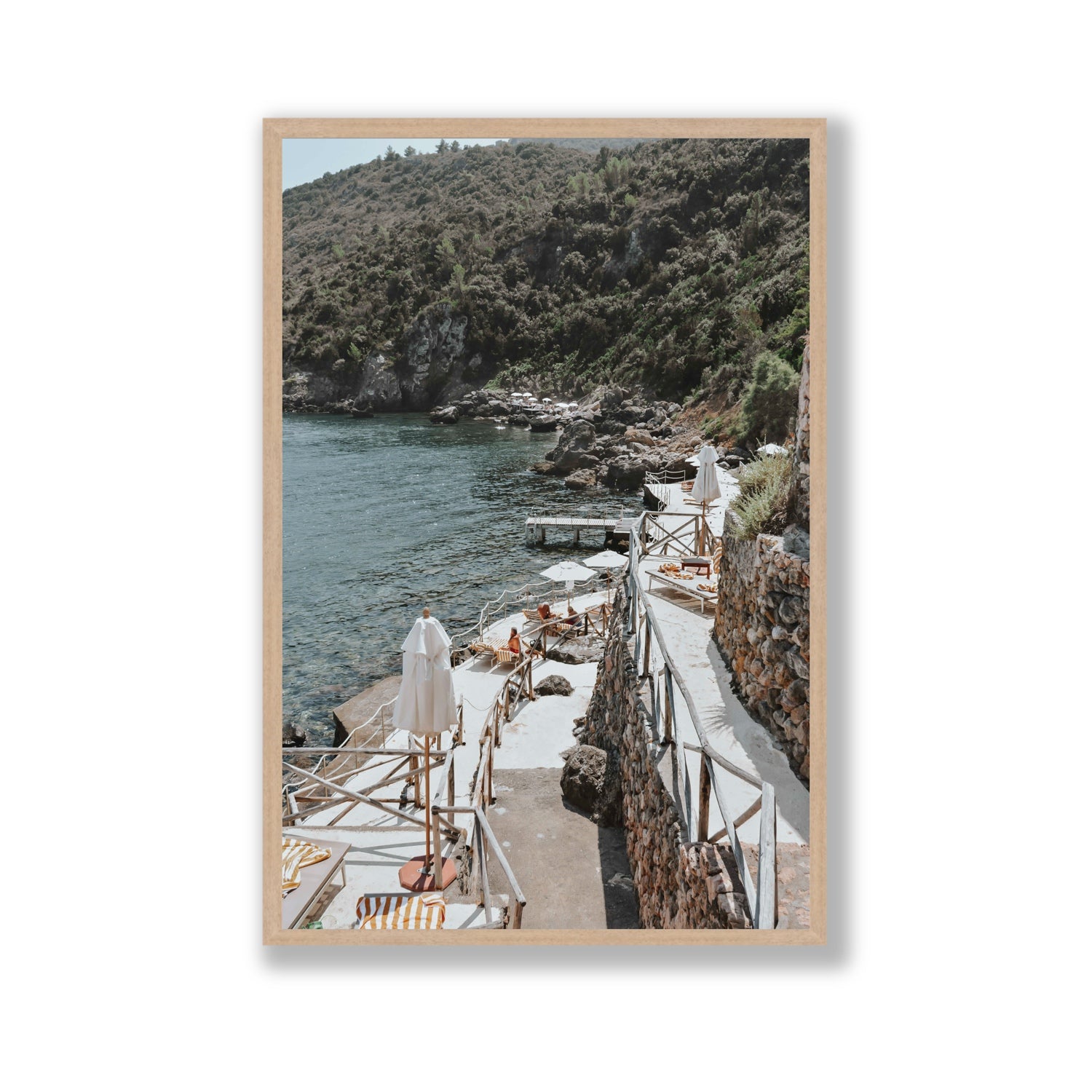 L'Estate Tuscany coastal Italian wall art Gallery full-bleed fine art print in natural oak frame
