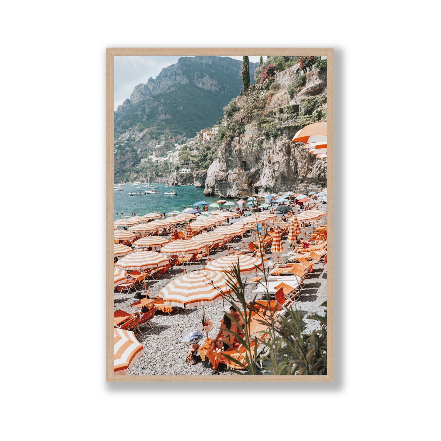 Bagni d'Arienzo Positano decor wall art Gallery full-bleed fine art print in natural oak frame