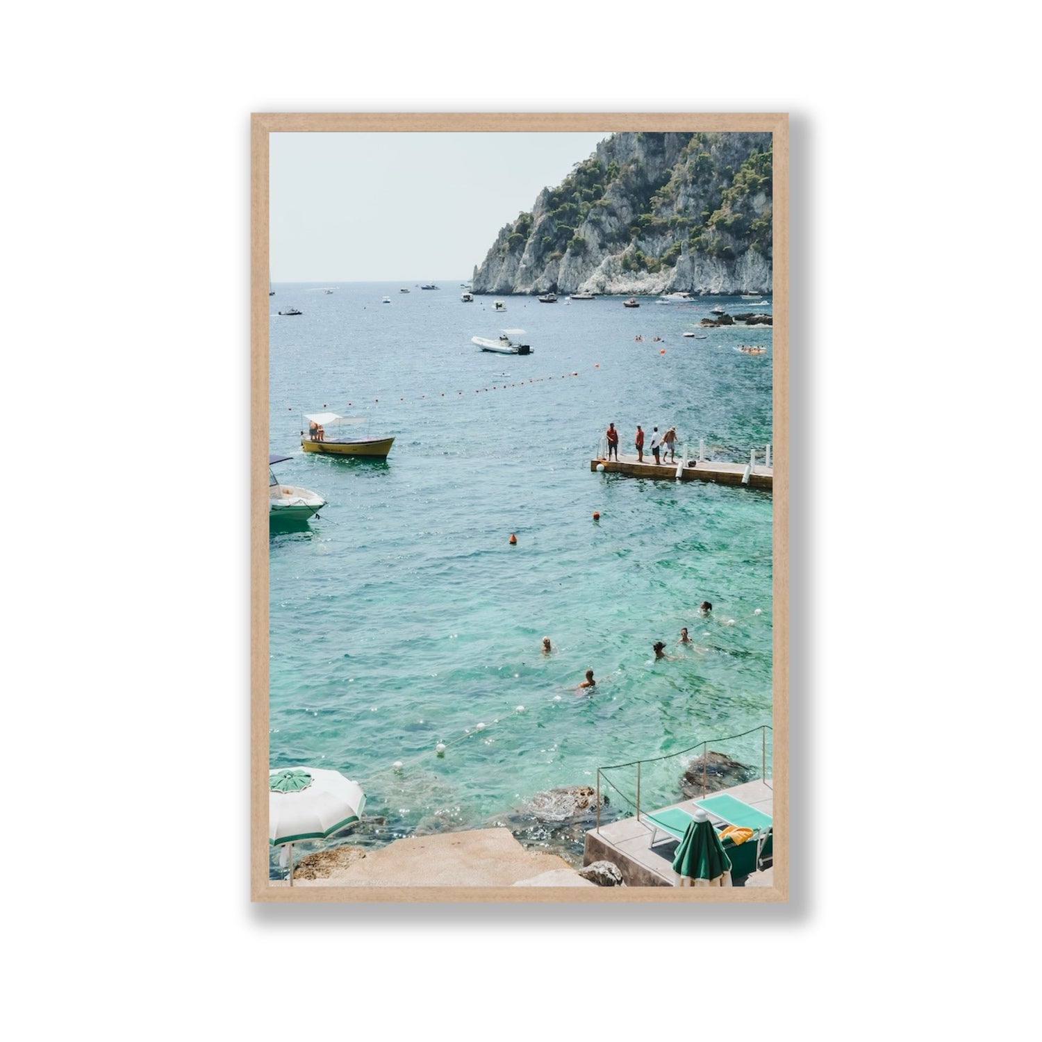 Delizia Pomeridiana Capri coastal wall art Gallery full-bleed fine art print in natural oak frame